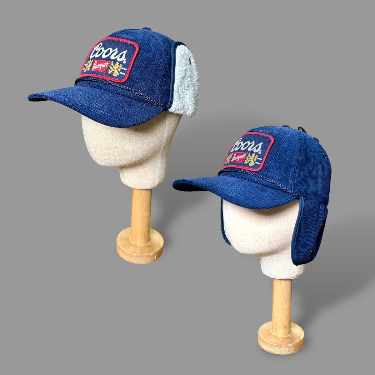 Mad Engine Mad Engine Coors Banquet Mens Blue Corduroy Trapper Hat OS Size ONE SIZE - 6 Thumbnail