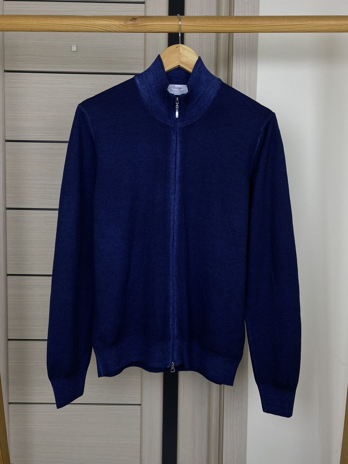 Gran Sasso Merino Wool Full-Zip Sweater in Petrol Blue