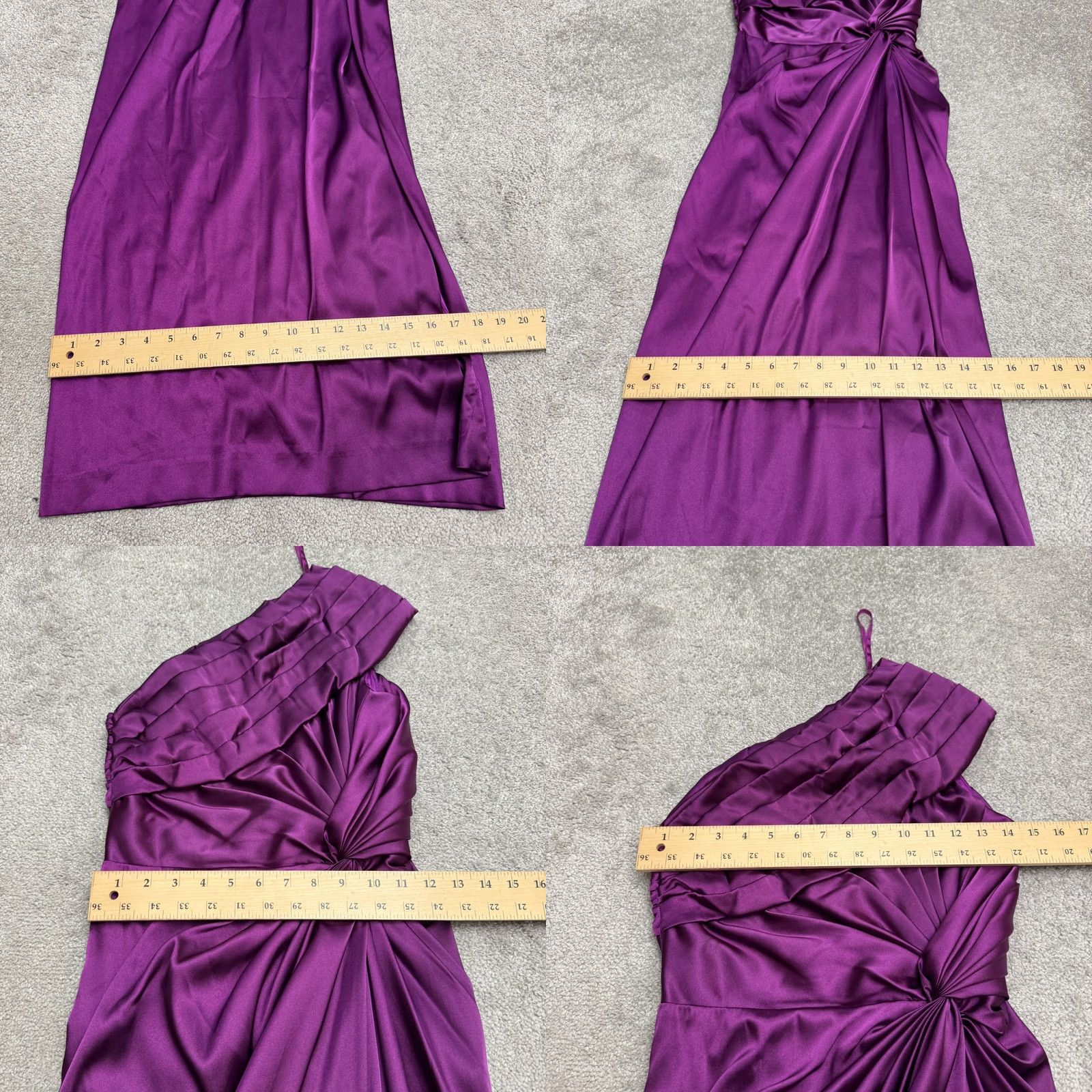 Adrianna Papell Adrianna Papell E! Live Red Carpet One Shoulder Satin Maxi Formal Dress 4 Purple Size S / US 4 / IT 40 - 9 Thumbnail
