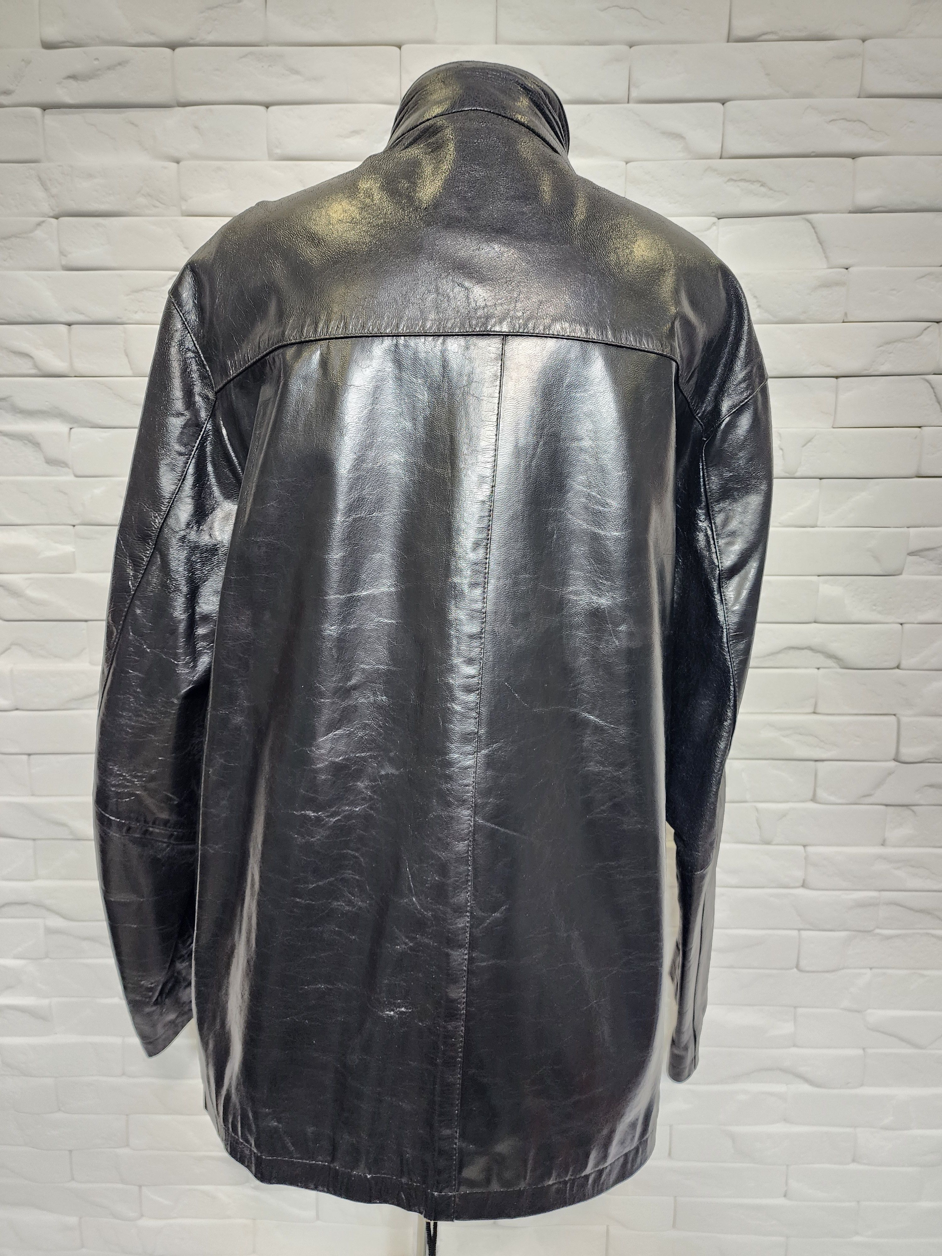 Genuine Leather Men's Black Genuine Leather Jacket: Zippered Pockets Size US XL / EU 56 / 4 - 4 Thumbnail