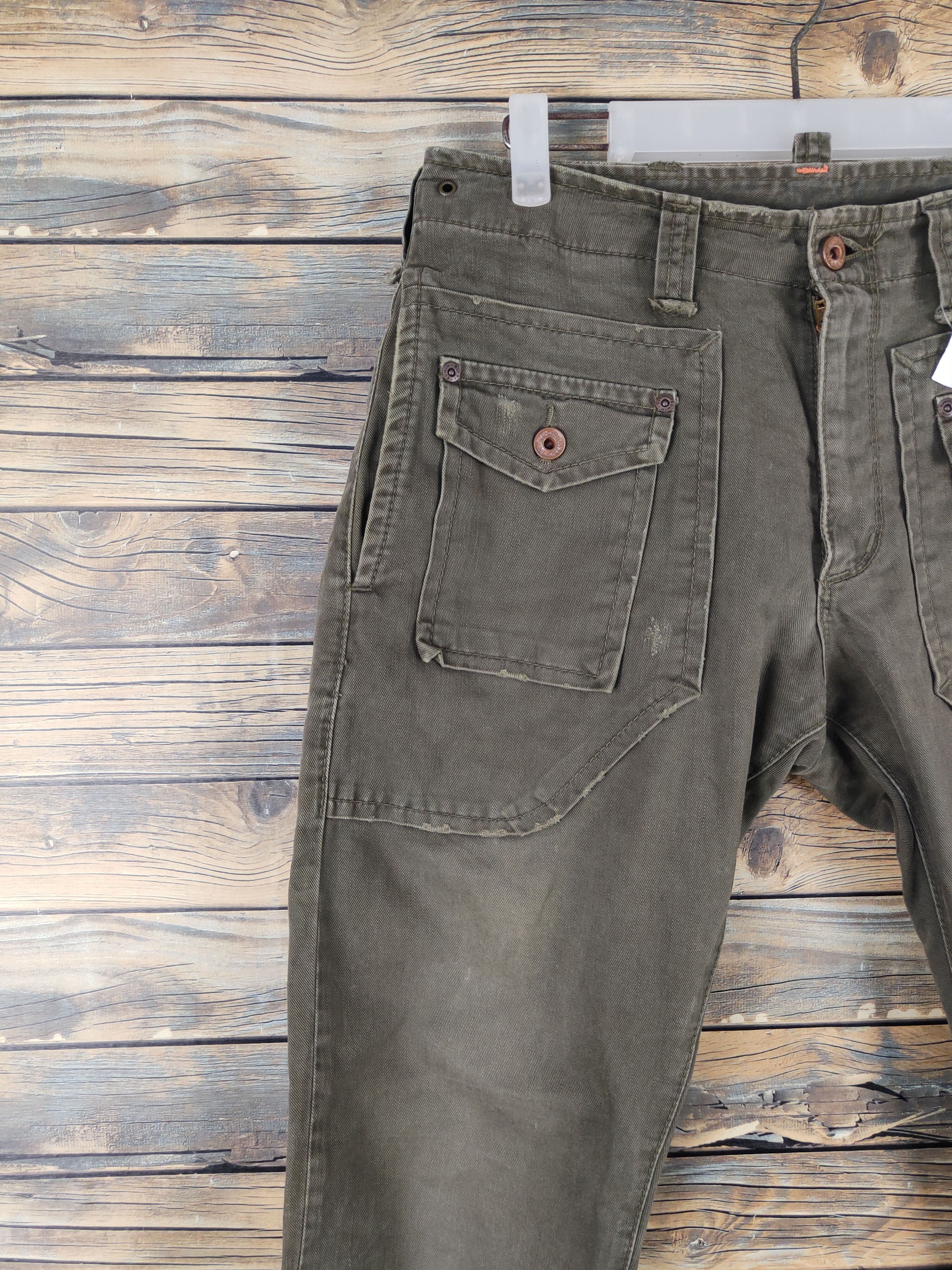 Japanese Brand Edwin Olive Multipocket utility tactical Casual Pants #W2097 Size US 31 - 3 Thumbnail