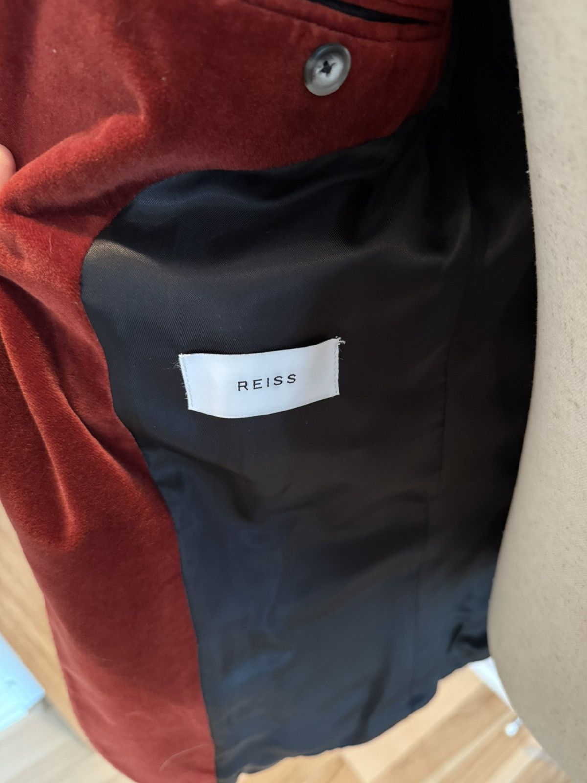 Reiss Reiss Velvet Burgundy Formal Jacket Blaser Size 40R - 2 Thumbnail