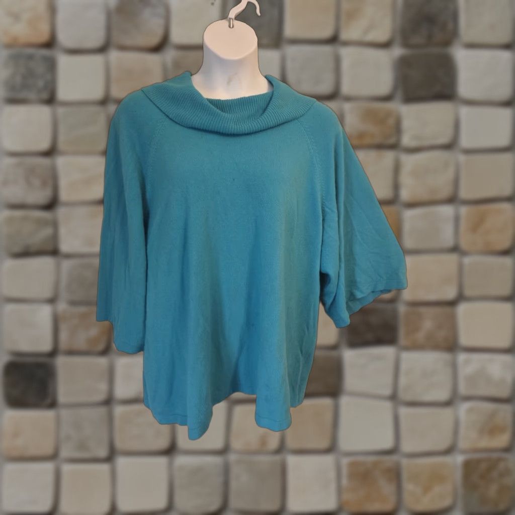 AQUA Liz & Me Aqua Blue Cowl Neck Dolman Sleeve Sweater 3X Womens Pullover Navy? Size XXL / US 16-18 / IT 52-54 - 1 Thumbnail