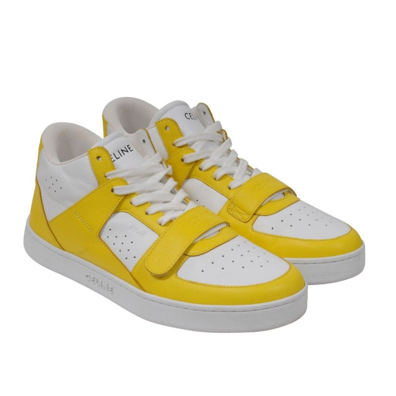 Celine CT 02 Mid Top Sneakers Yellow White Leather Size US 9 / EU 42 - 13 Thumbnail