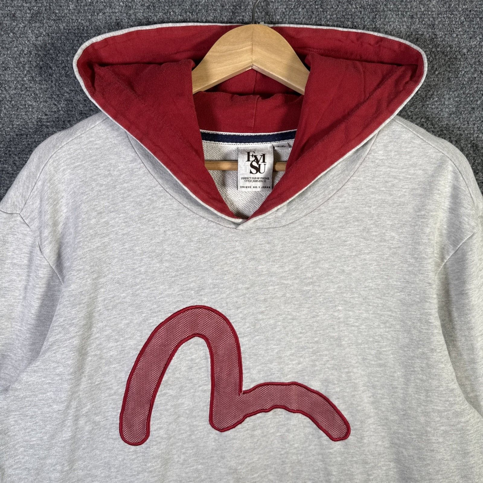 Evisu Vintage EVISU Hoodie Mens Large Gray Y2K Embroidered Jeans Size US L / EU 52-54 / 3 - 2 Thumbnail