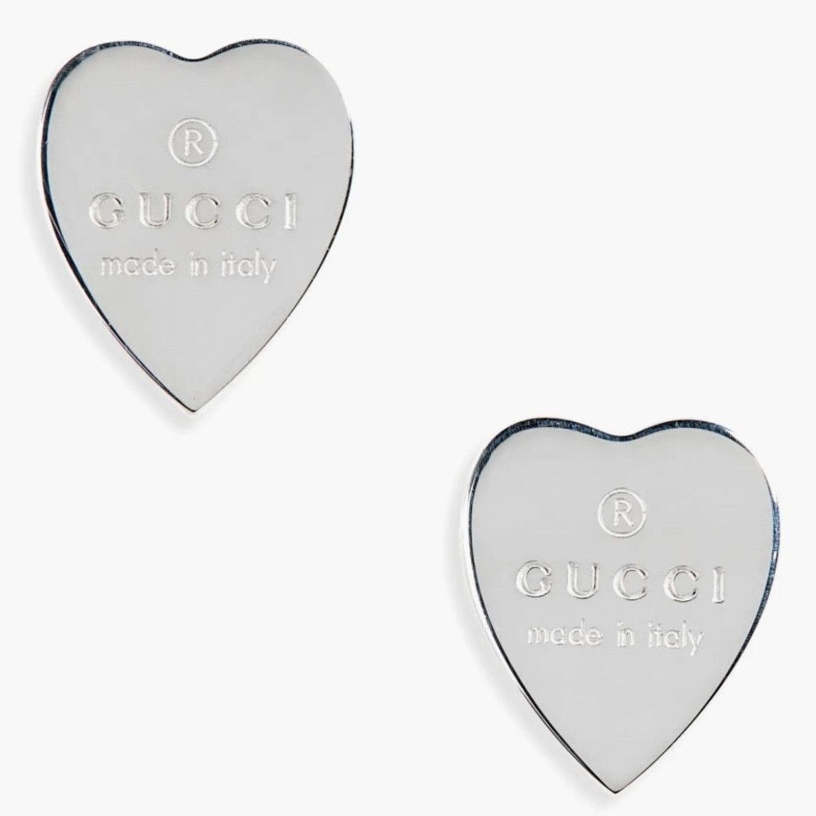 Gucci Gucci Sterling Silver Heart Logo Stud Earrings Size ONE SIZE - 3 Thumbnail