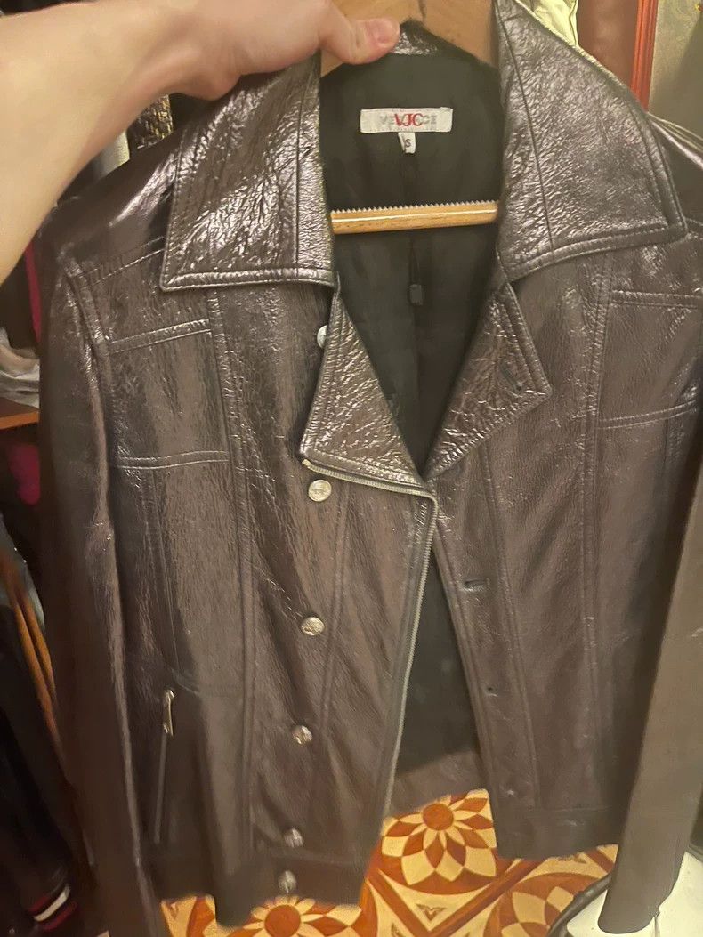 Versace Versace Shiny Dark Green Leather Jacket - dmc Size US S / EU 44-46 / 1 - 1 Thumbnail