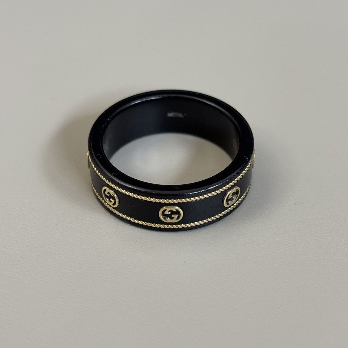 Gucci GUCCI Icon Ring with 18k Yellow Gold Interlocking G Size ONE SIZE - 2 Thumbnail