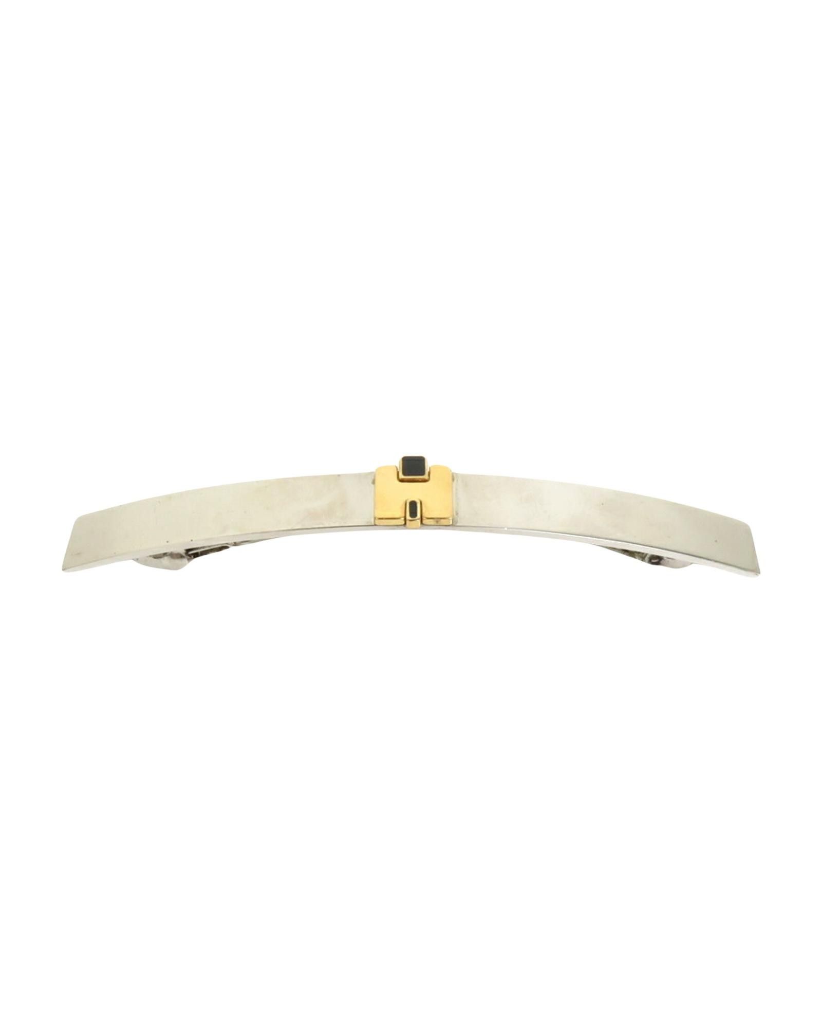 image of Statement Hermes H Barrette In Silver Metal Enamel, Women's