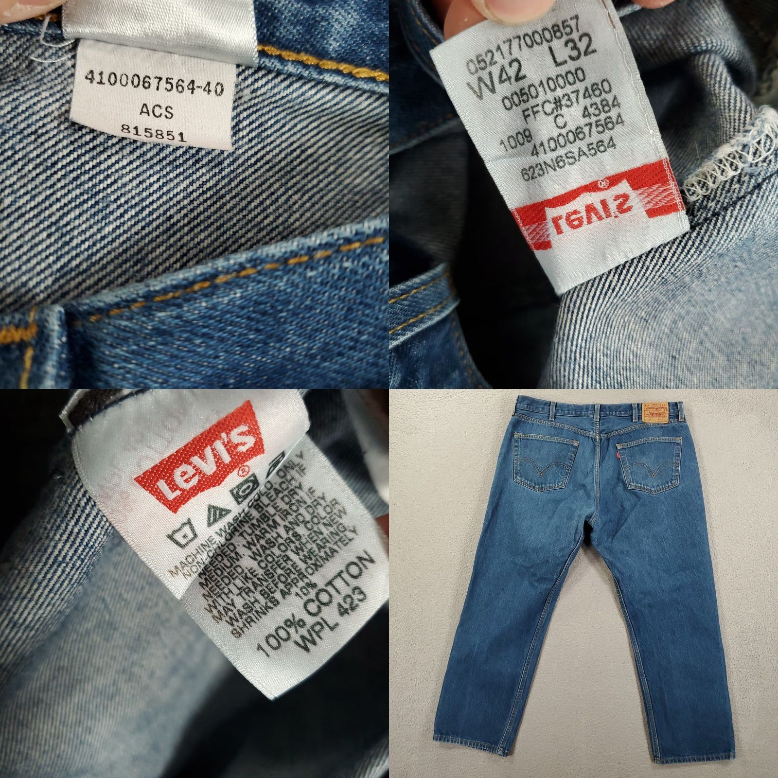 Levi's VINTAGE Levi's 501 Jeans Mens 42x32 Button Fly Distressed Regular Blue 90s Jeans Mens Size US 42 / EU 58 - 8 Thumbnail