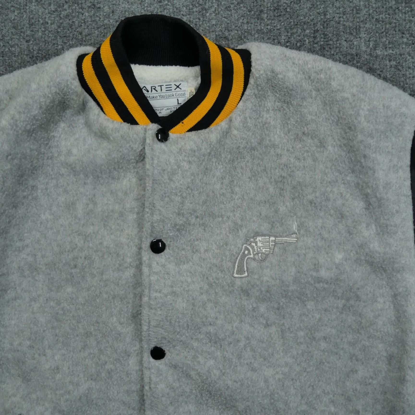 Vintage VINTAGE Artex Gun Jacket Mens Large Gray Black Fleece Bomber 80s Size US L / EU 52-54 / 3 - 2 Thumbnail