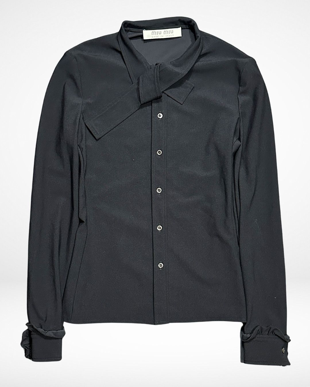Miu Miu FW2001 Ribbon Neck Tech Shirt Size M / US 6-8 / IT 42-44 - 2 Thumbnail