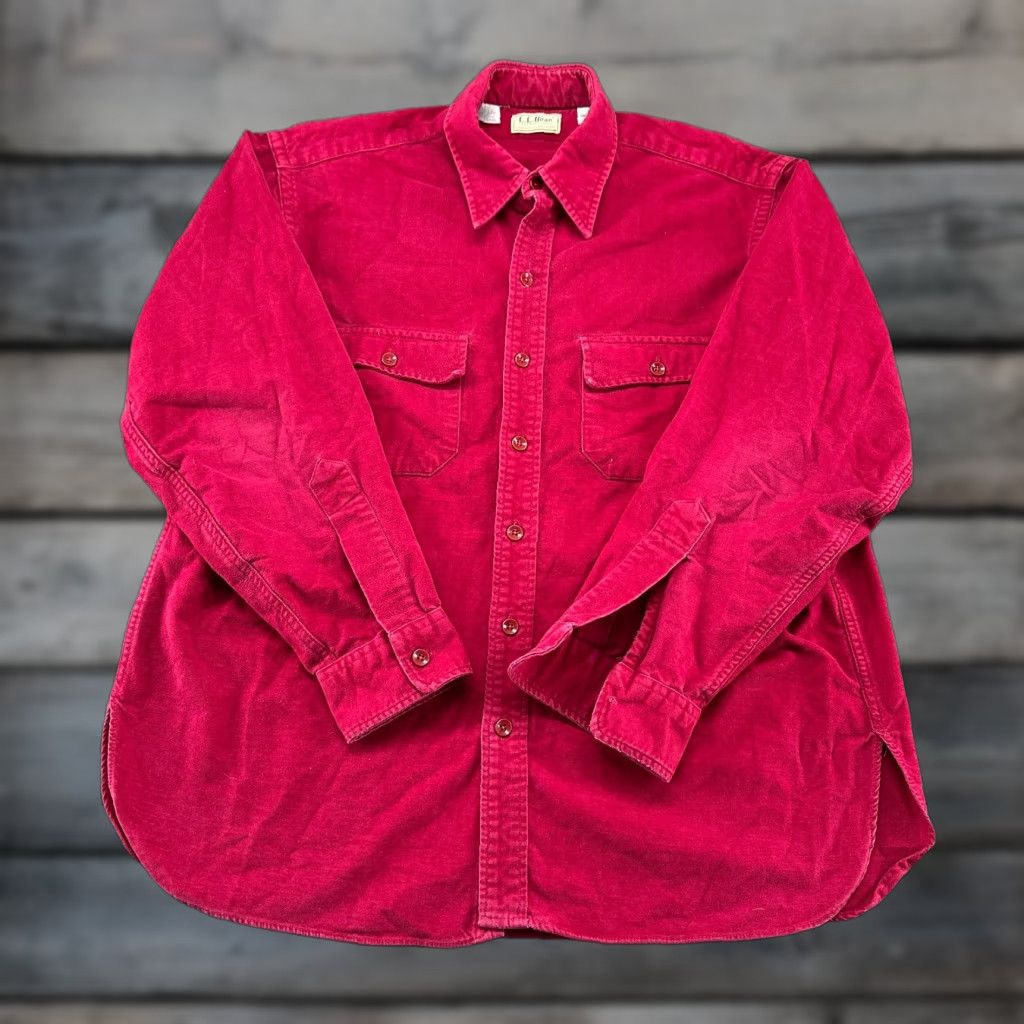 Vintage VINTAGE L.L. Bean Shirt Mens 17 Red Button-Up Long Sleeve Flannel USA 90s Thread: Button, Casual, Cotton, Solid, Capable: 90s, USA Size XXL / US 16-18 / IT 52-54 - 1 Thumbnail