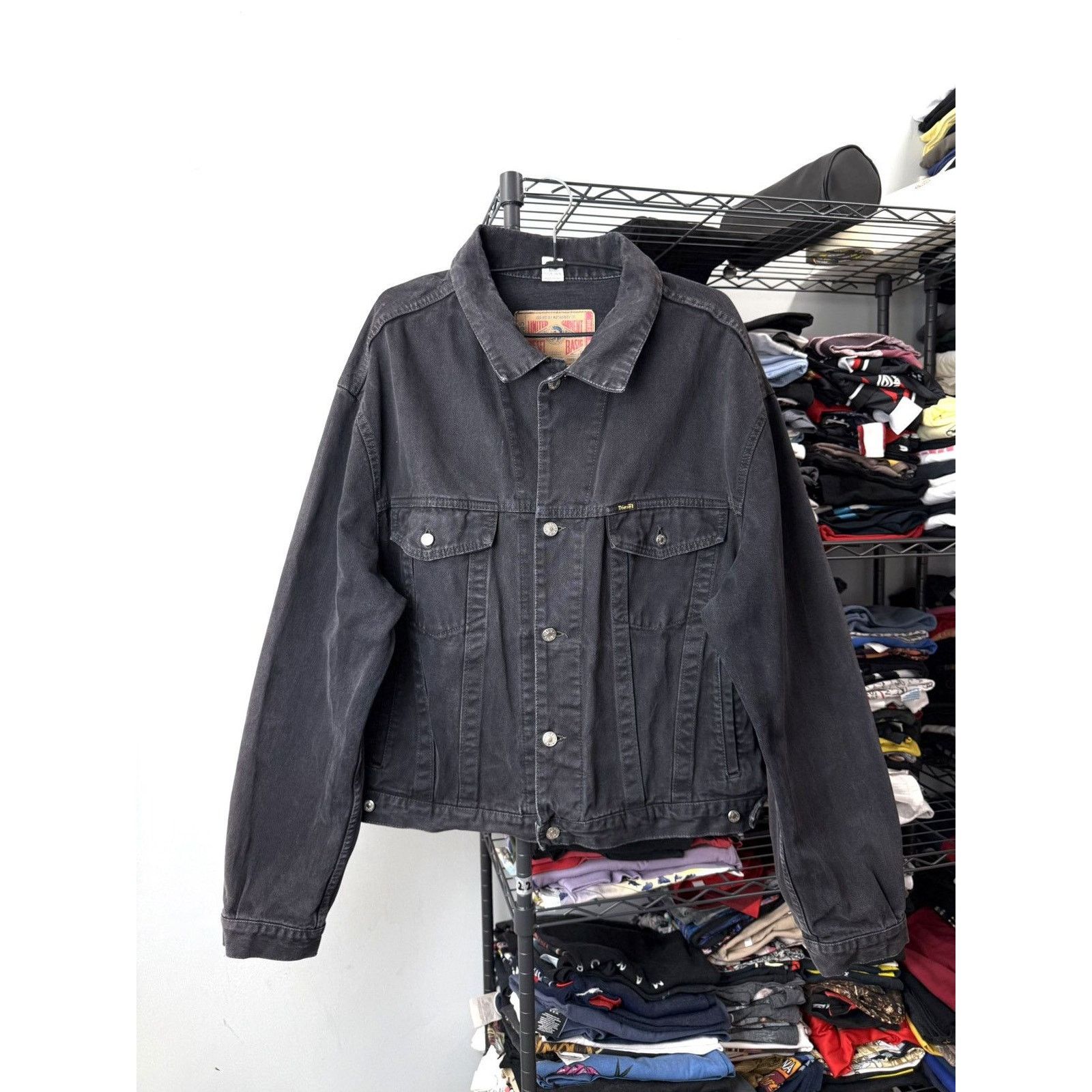 Diesel 💥Rare! Vintage Diesel Denim Jacket Archive Leather Patch Size US XXL / EU 58 / 5 - 1 Thumbnail