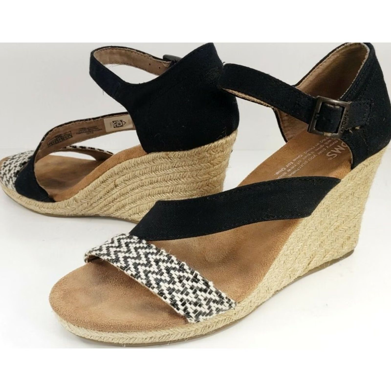 Toms Toms Black Clarissa Wedge Strappy Sandals Women's Size 7.5 Size US 8 / IT 38 - 2 Thumbnail