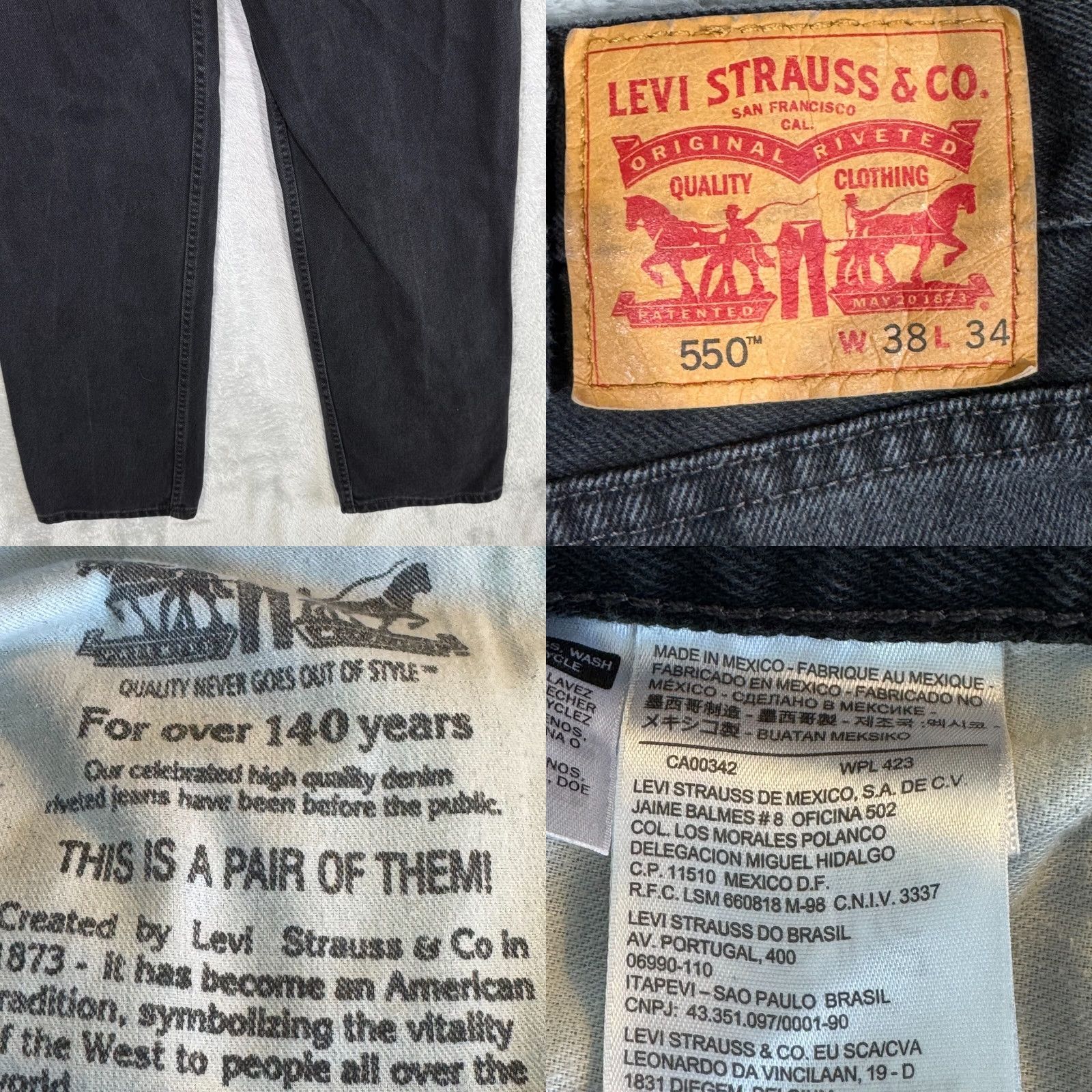 Levi's Levi’s 550 Relaxed Fit Jeans Men 38 x 34 Black Dark Wash Mid Rise Straight Leg Jeans Size US 38 / EU 54 - 8 Thumbnail