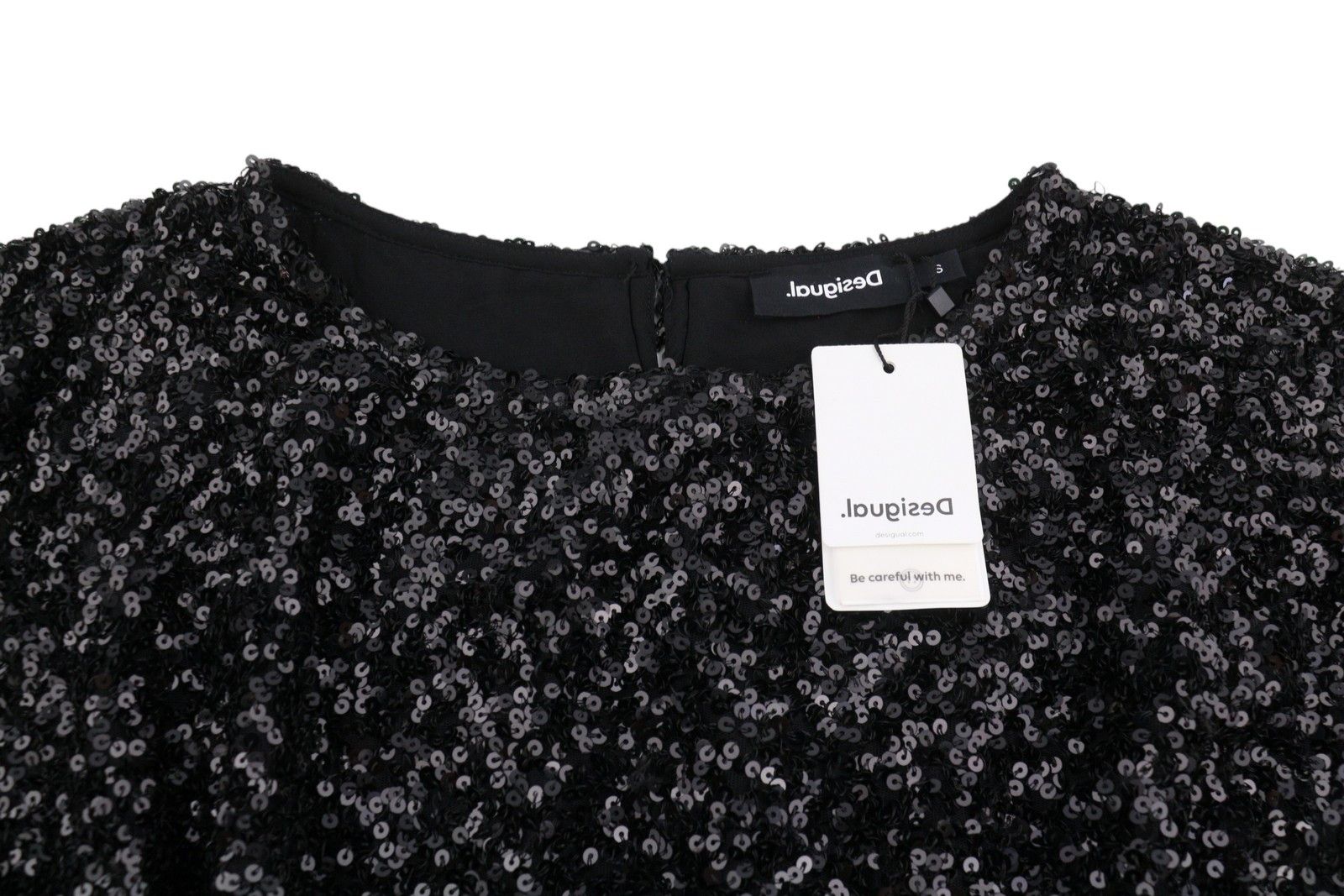Desigual SATURNO S Black Glitter Sequin Mini Dress 89027 Size S / US 4 / IT 40 - 6 Thumbnail