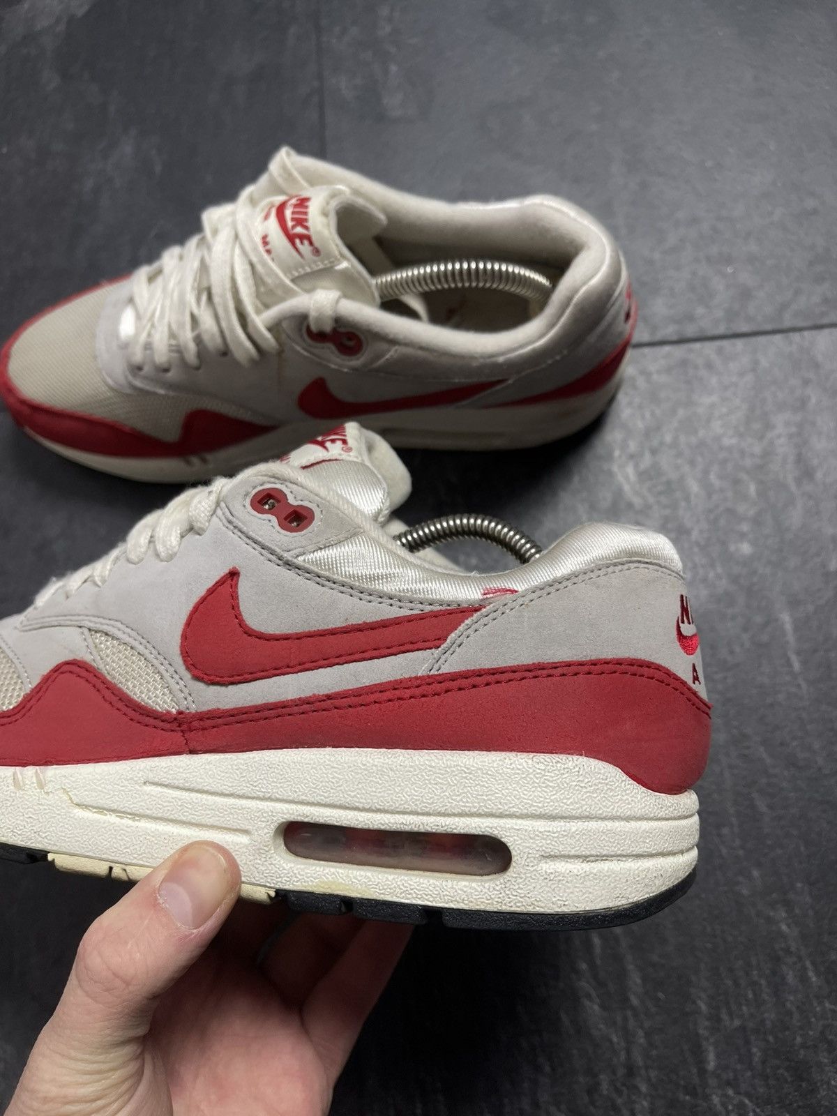 Nike × Streetwear × Vintage Nike Air Max 1 OG Red White Grey Black 2012 Mens Size US 7 / EU 40 - 10 Thumbnail
