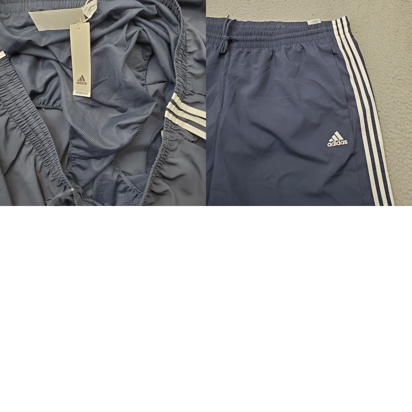 Adidas Adidas Mens 4XLT Aeroready Athletic Shorts Blue White 3 Stripe Drawstring Shorts Size US 39 - 8 Thumbnail