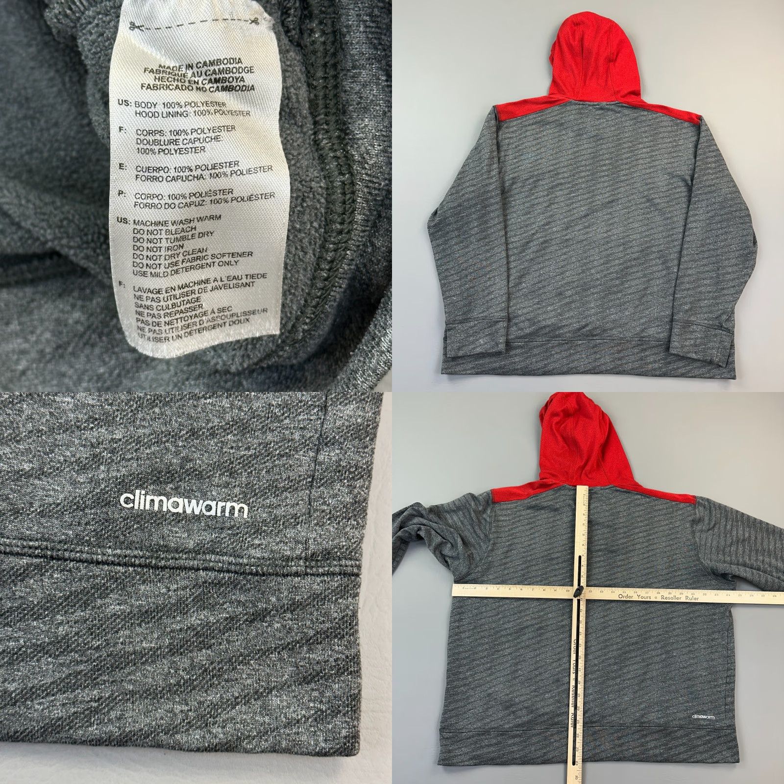 Adidas Adidas Ultimate Hoodie Mens XL Gray Red Climawarm Athletic Pullover Boxy Fit Hoodie Mens XL Gray Red Climawarm Boxy Fit Size US XL / EU 56 / 4 - 8 Thumbnail