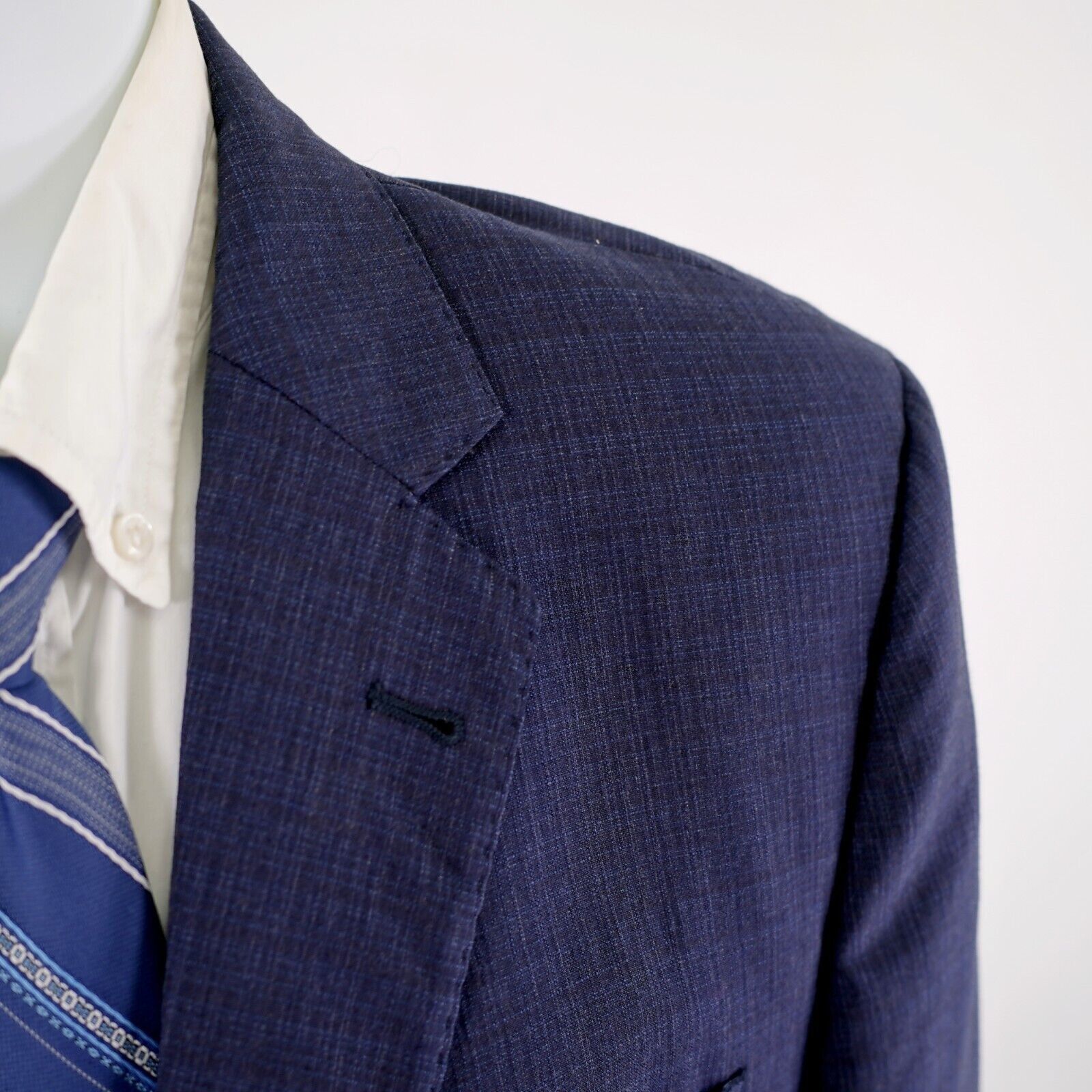 Joseph Abboud Joseph Abboud Reda Super 110s Wool Blue Check 40R 2 Button S Size 40R - 2 Thumbnail