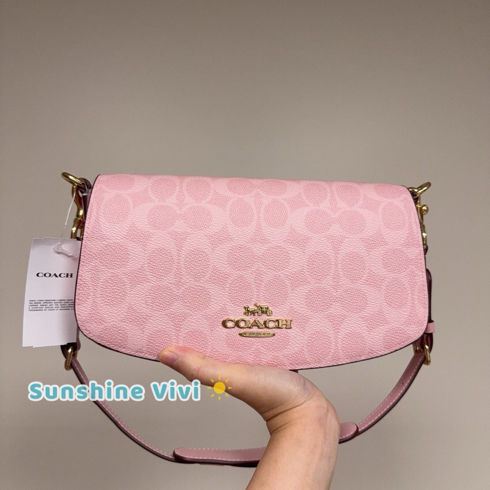 NWT Coach Andrea Shoulder Bag Signature CV973 In Powder Pink
