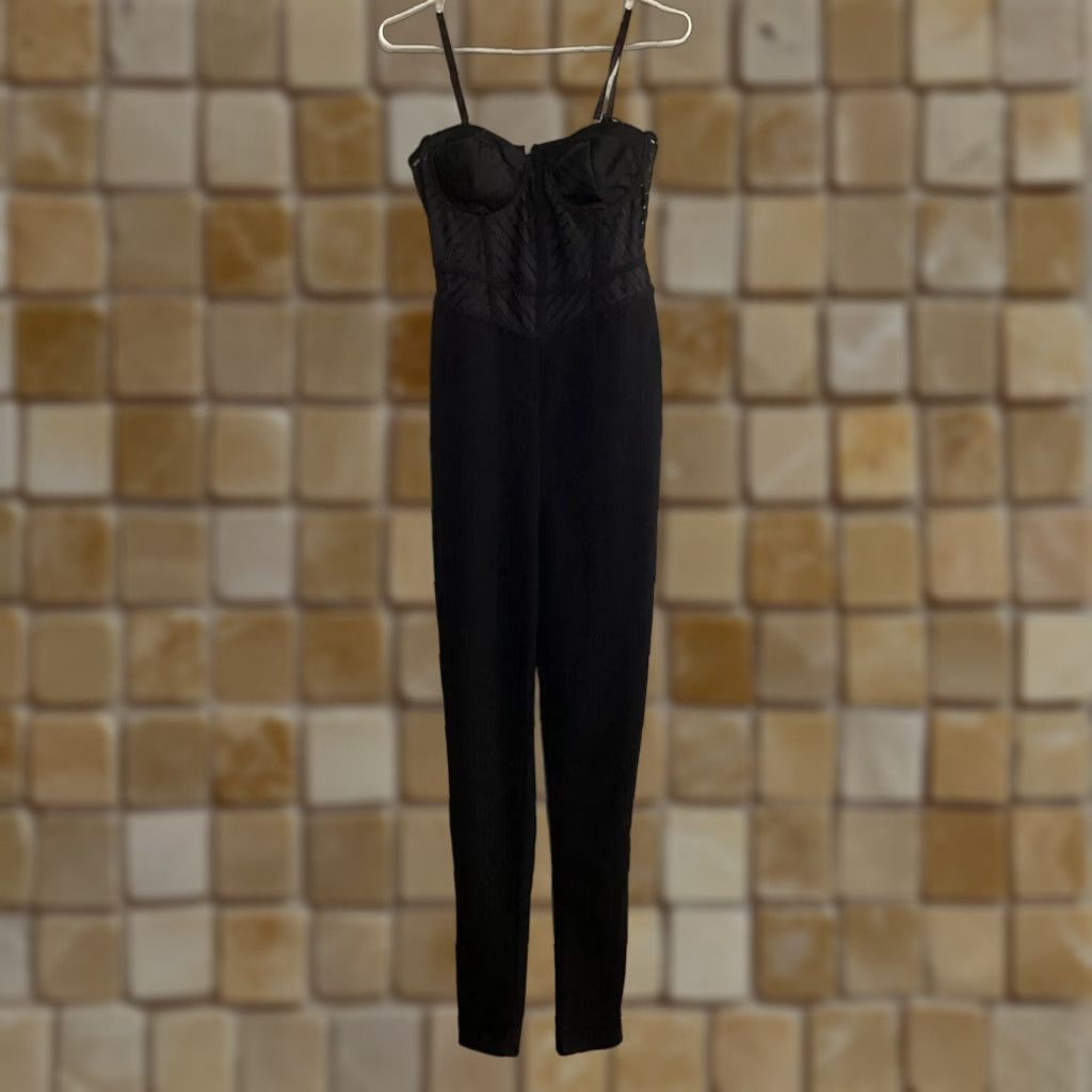 Vintage Iris Black Sleeveless Padded Bra Romper Jumper For Women, Large, Women's