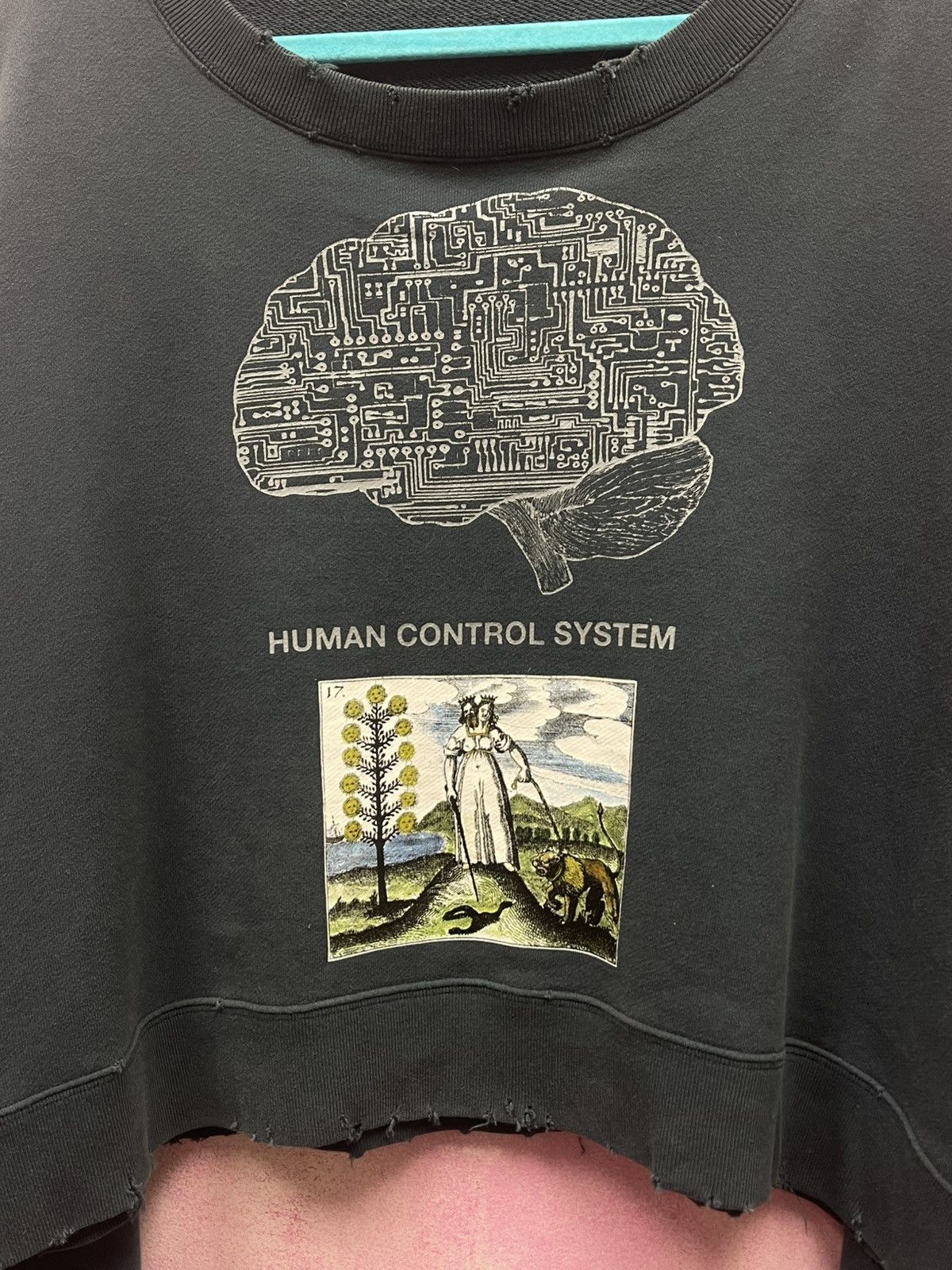 Designer × Japanese Brand × Undercover Undercover AW17 Human Control System Cropped Green Sweater Size US L / EU 52-54 / 3 - 5 Thumbnail