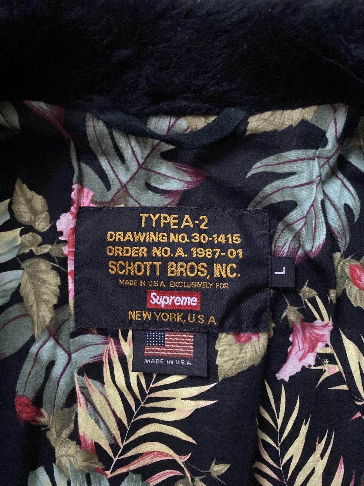 Schott × Supreme Supreme x Schott SS12 A2 Floral Lined Leather Flight Jacket Size US L / EU 52-54 / 3 - 2 Thumbnail