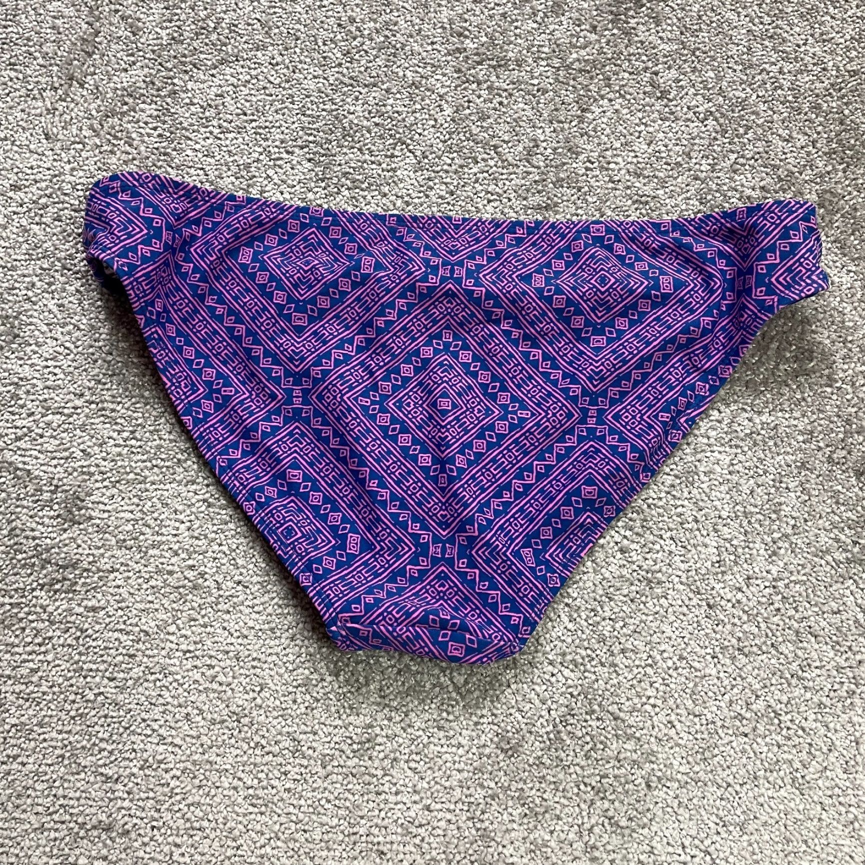 Pinko Unbranded Women's Bikini Bottom L Purple Pink Geometric Mid Rise Summer Beach Swimwear Size 36" / US 14 / IT 50 - 2 Thumbnail