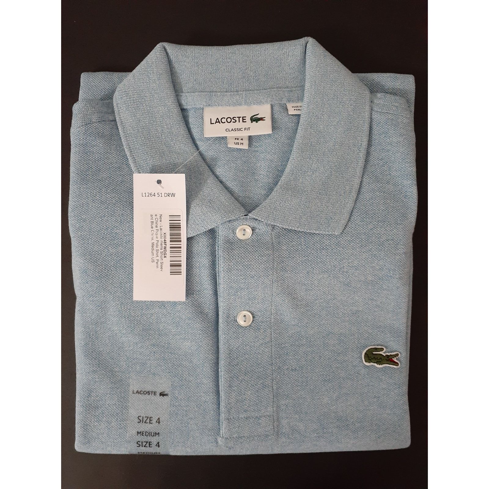 Lacoste Lacoste Mens Short Sleeve Pique Polo Shirt Blue Chine M Size US M / EU 48-50 / 2 - 2 Thumbnail