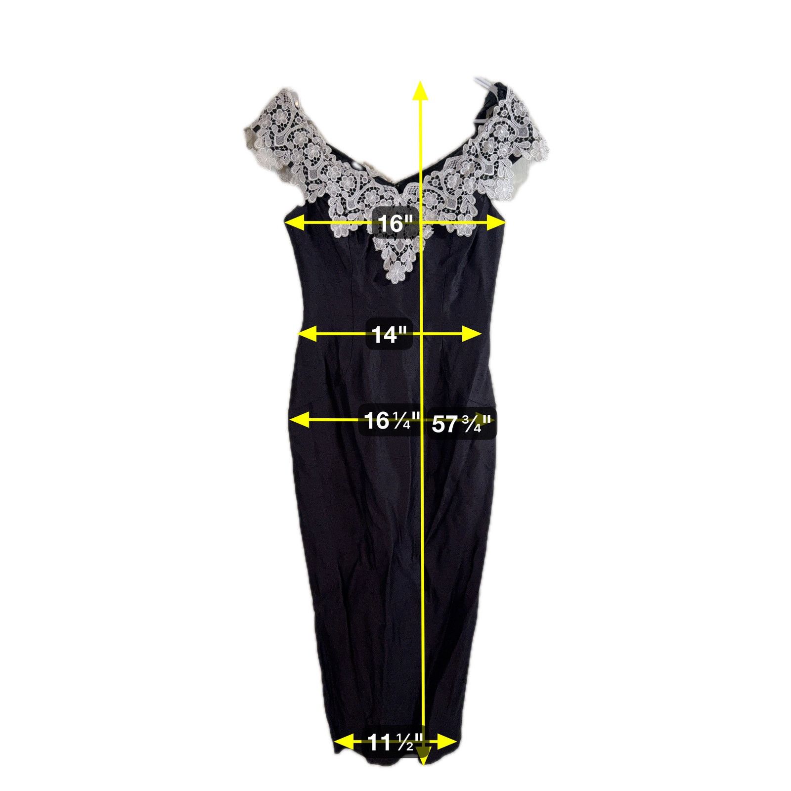 jessica mcclintock black dress Vintage 1990's Jessica McClintock Black Velvet & Black Lace Sleeveless Maxi Dress main image 1