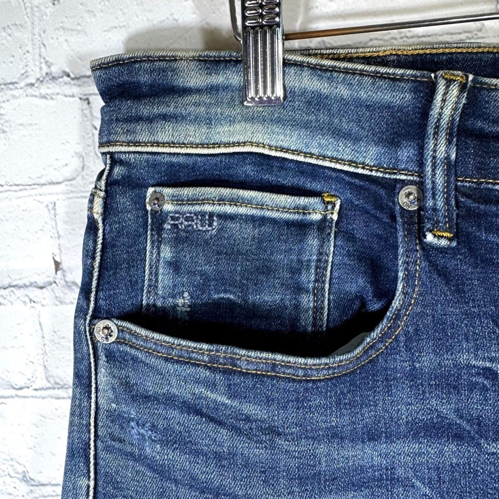 Vintage G-Star RAW 3301 Slim Distressed Denim Jeans Mens 34x32 Button Fly Blue Size US 34 / EU 50 - 6 Thumbnail