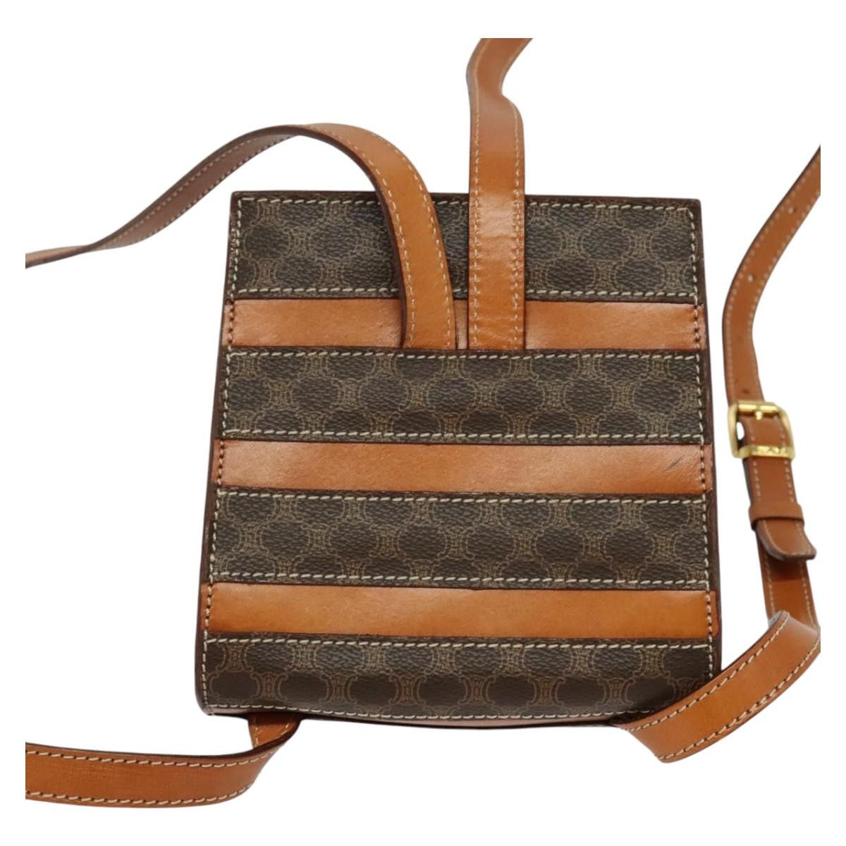 Celine CELINE Macadam Canvas Backpack Pvc Leather Brown Gold Size ONE SIZE - 3 Thumbnail
