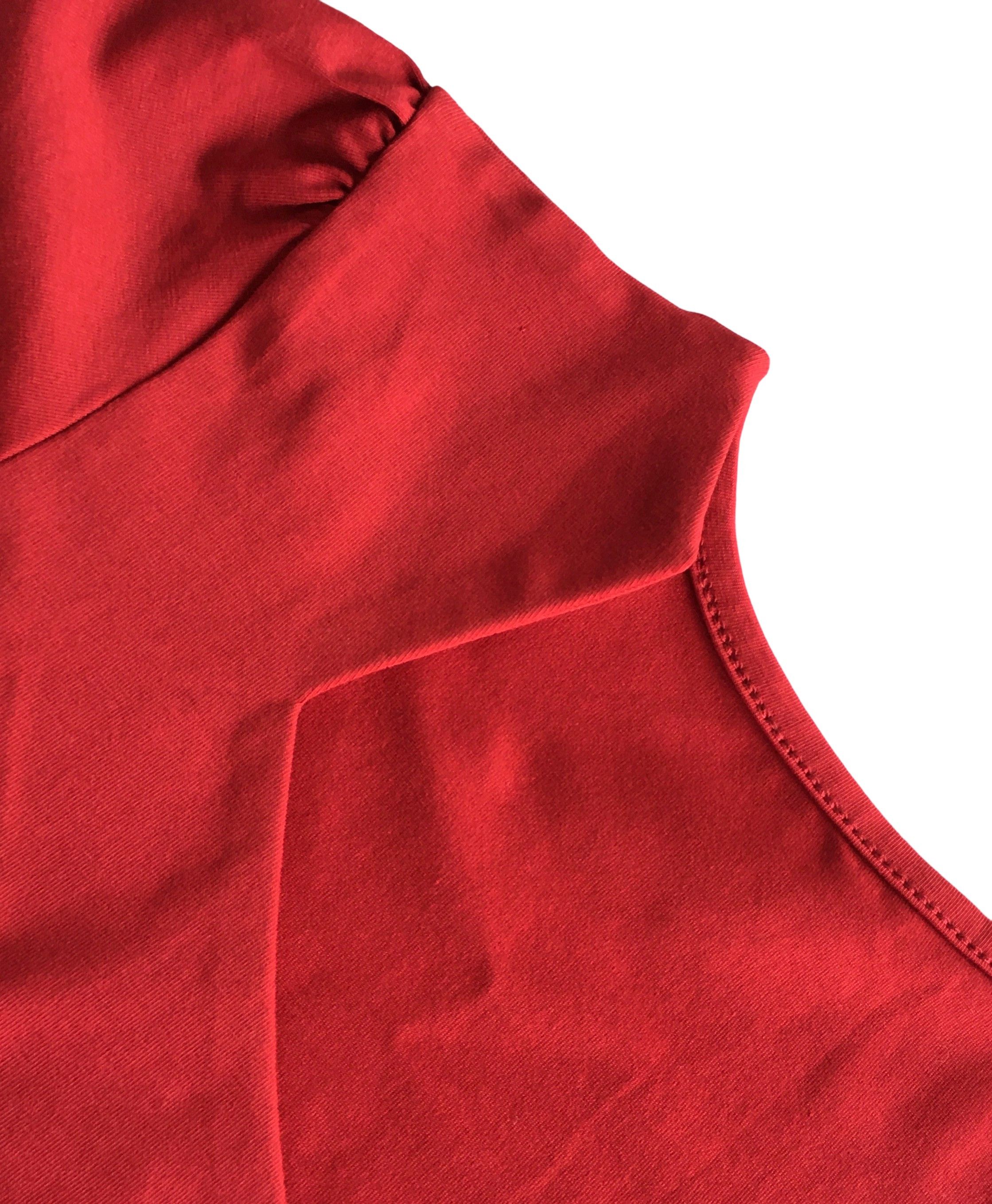 Other 50's Vintage Top V Neck Short Sleeve Fitted Tee Red Size XXL / US 16-18 / IT 52-54 - 4 Thumbnail