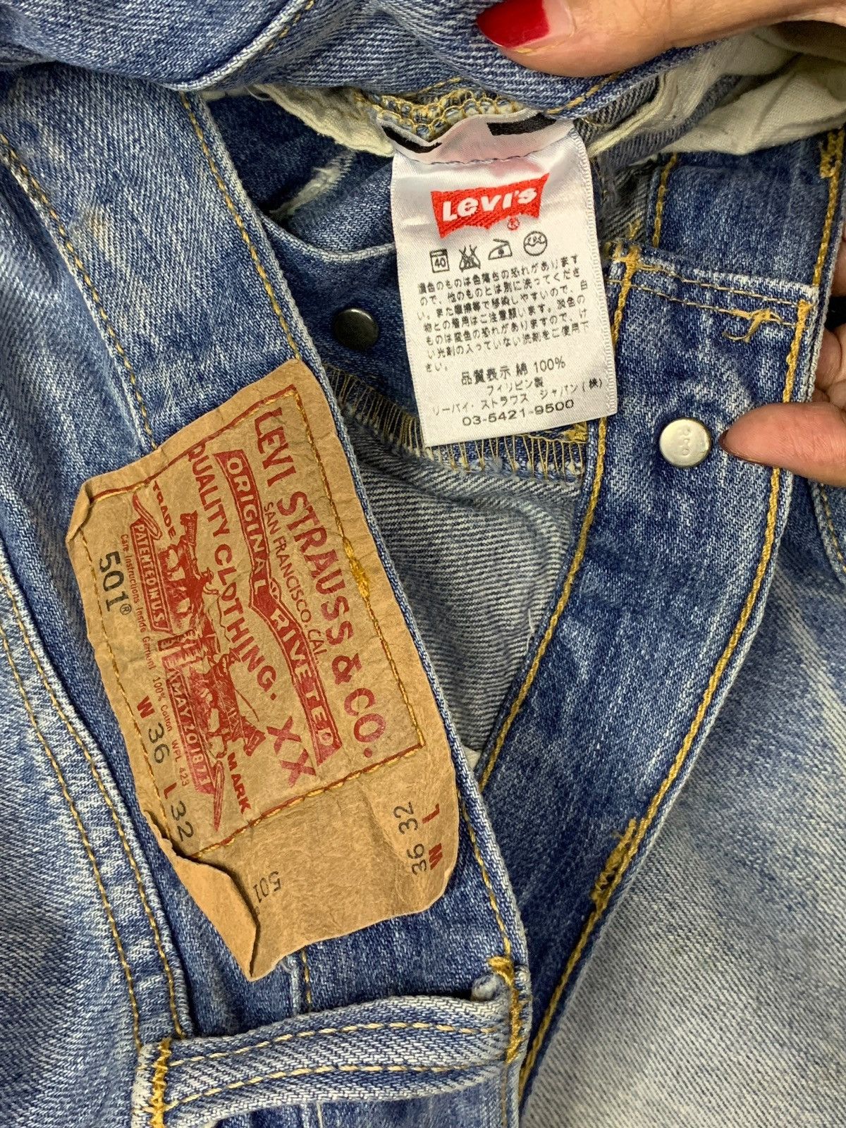 Levi's × Levi's Vintage Clothing Vintage 90s Levis 501 Faded Mud Wash Distressed Baggy Jeans Size US 36 / EU 52 - 9 Thumbnail