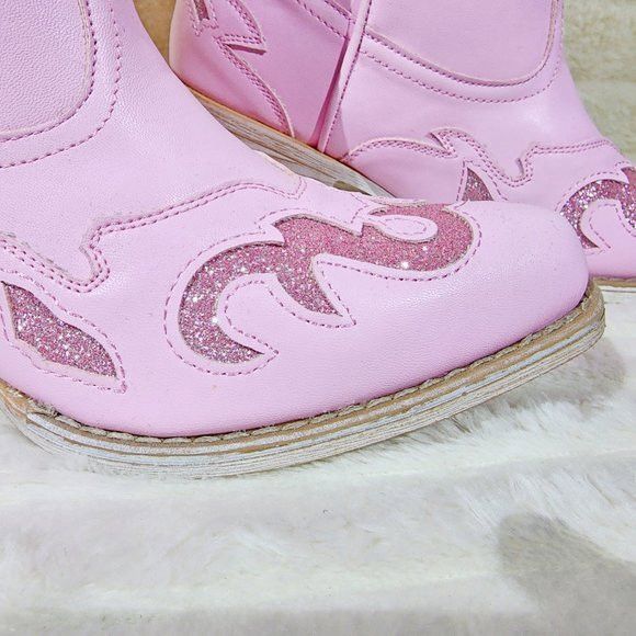 Other Dazzle Darlings Baby Pink Glitter Inset Cowboy Cowgirl Pull Size US 11 / IT 41 - 9 Thumbnail