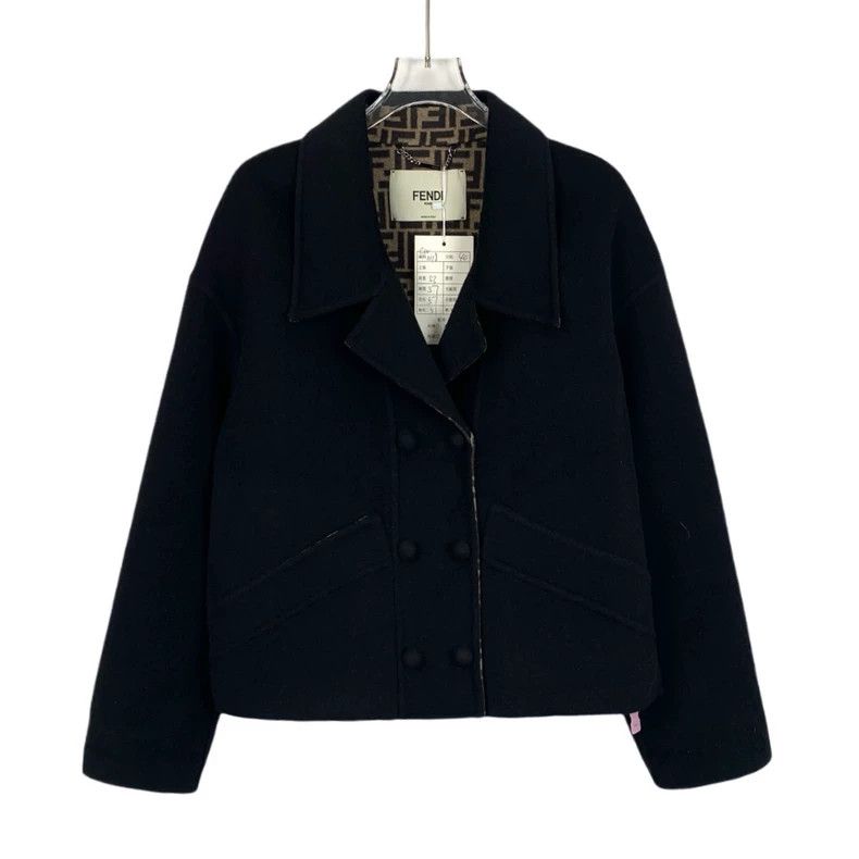 Fendi Fendi Black Wool Logo Short Coat Size US M / EU 48-50 / 2 - 1 Thumbnail