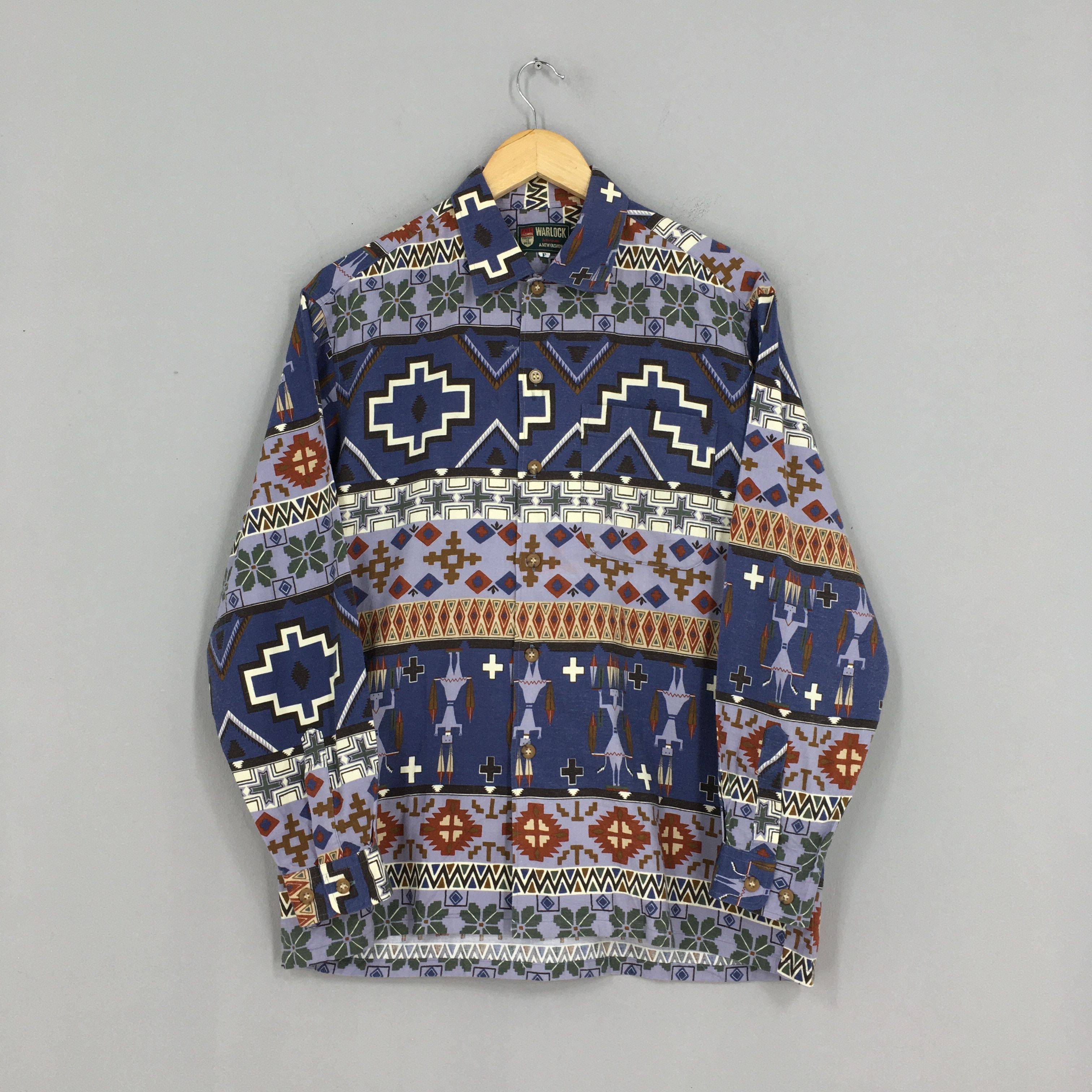 image of Art Comes First x Navajo Vintage 80's Tribal Aztec Navajo Pattern Party Medium in Grey, Men's
