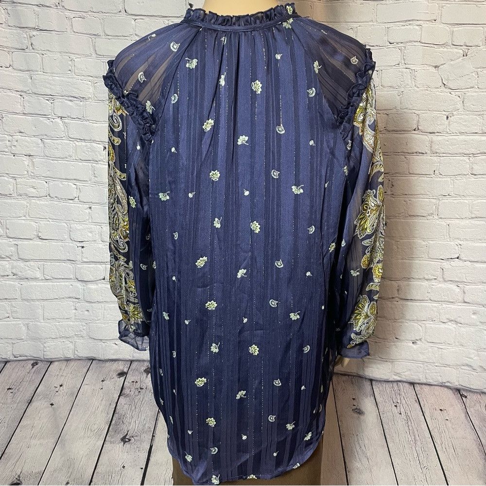 Other NWT New Figueroa & Flower Printed Ruffle Tie Neck Long Slee Size L / US 10 / IT 46 - 4 Thumbnail