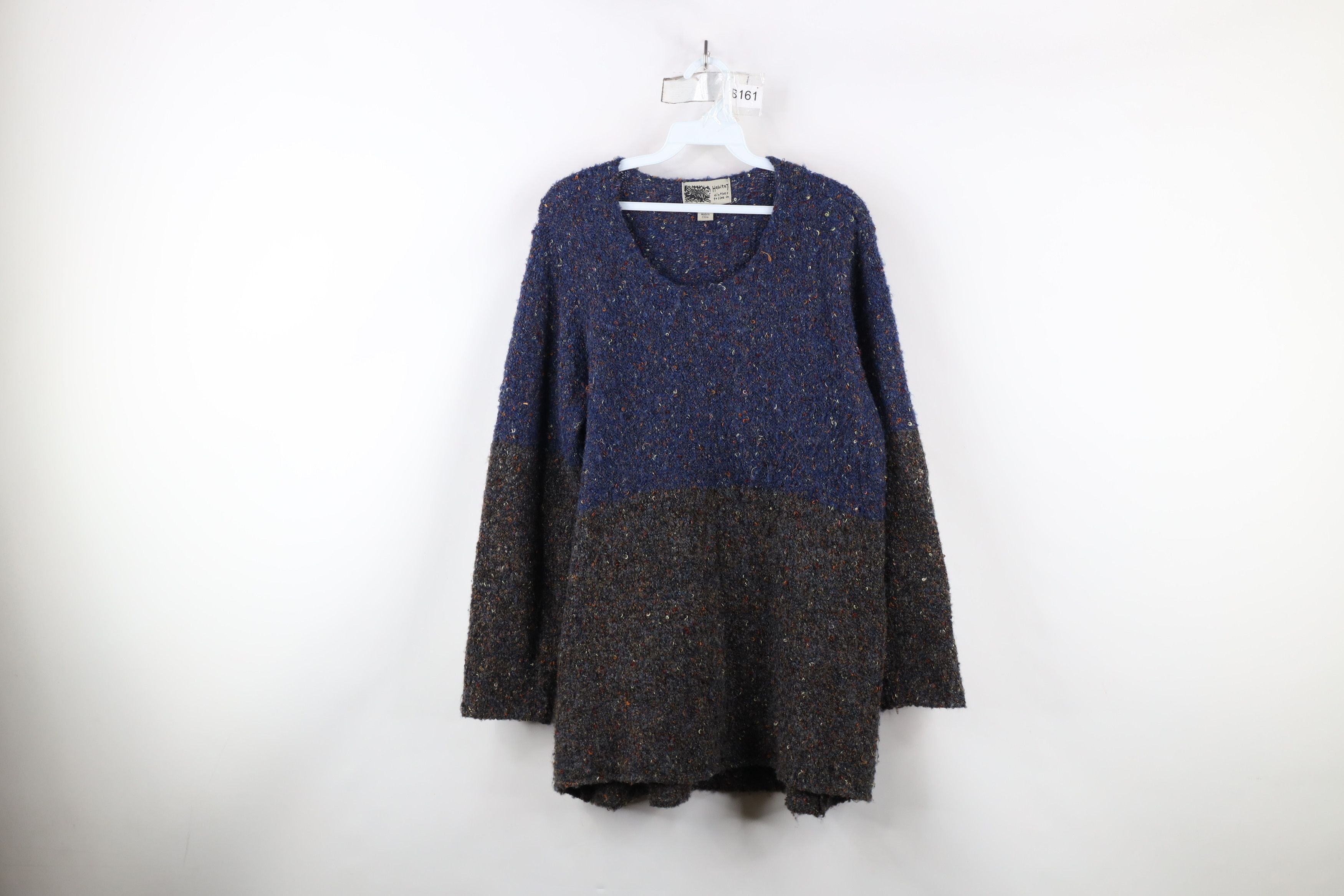 Vintage Lagenlook Rainbow Fleck Wool Blend Tunic Sweater