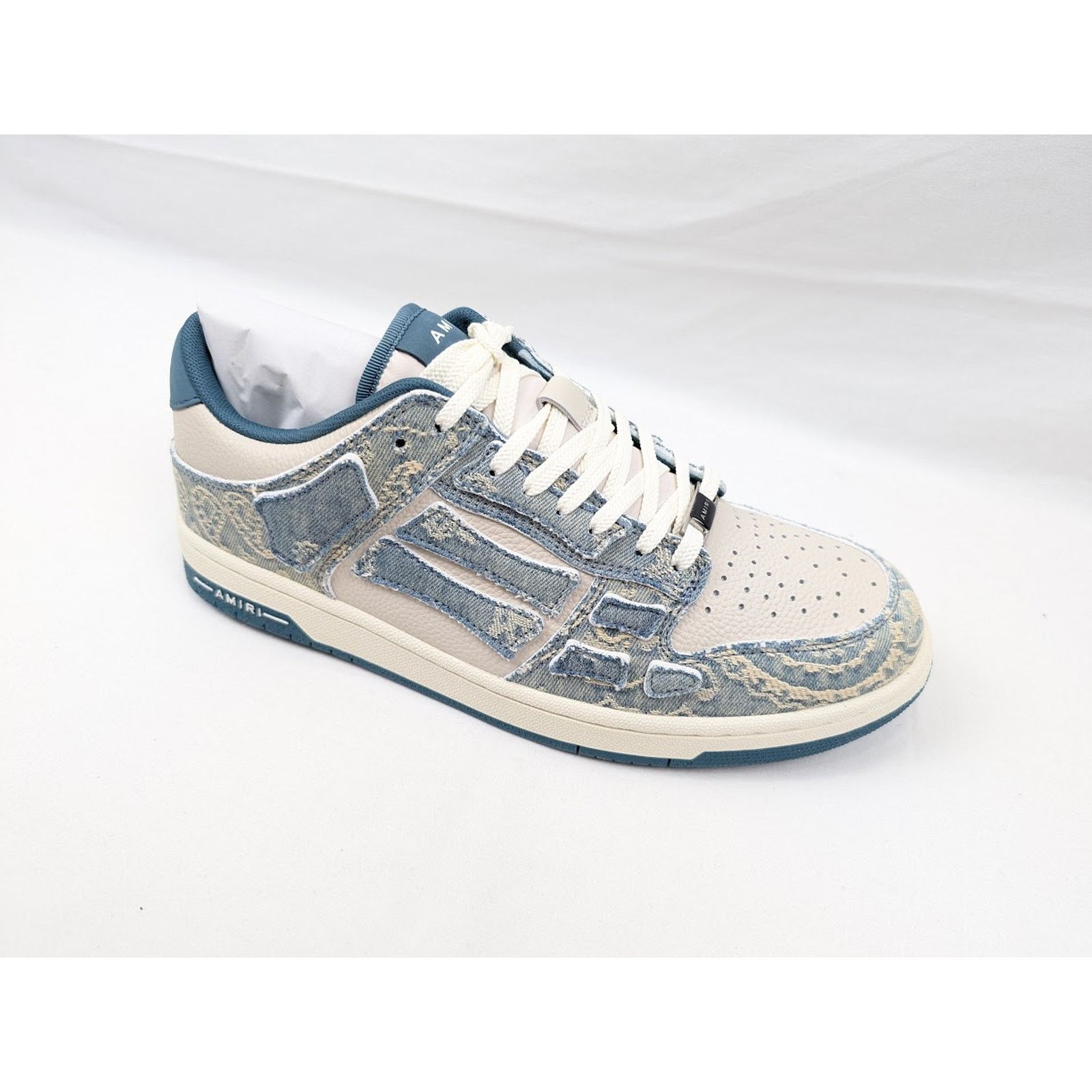 Amiri o1rshd1 Skelton Low-Top Sneakers in Natural/Denim Size US 12 / EU 45 - 2 Thumbnail