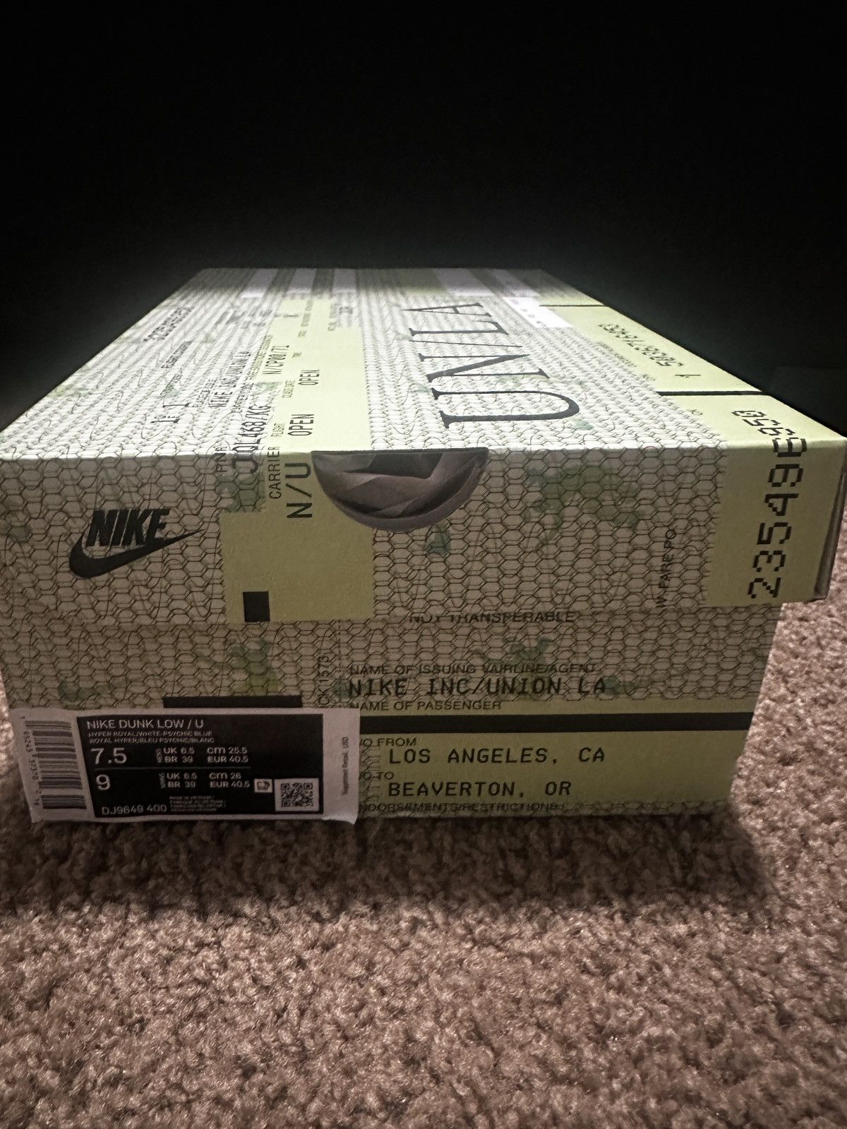 Nike × Vintage Nike Dunk Low Union Passport Pack Argon Size US 7.5 / EU 40-41 - 7 Thumbnail