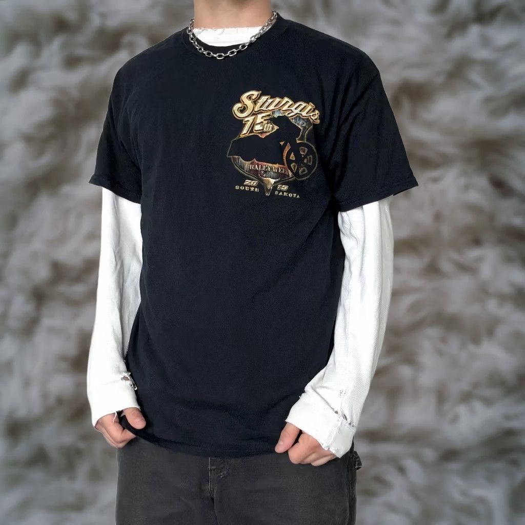 Gildan Sturgis Motorcycle Biker 75th Rally Week 2015 Shirt Mens Large Black Y2K Tee Size US L / EU 52-54 / 3 - 1 Thumbnail