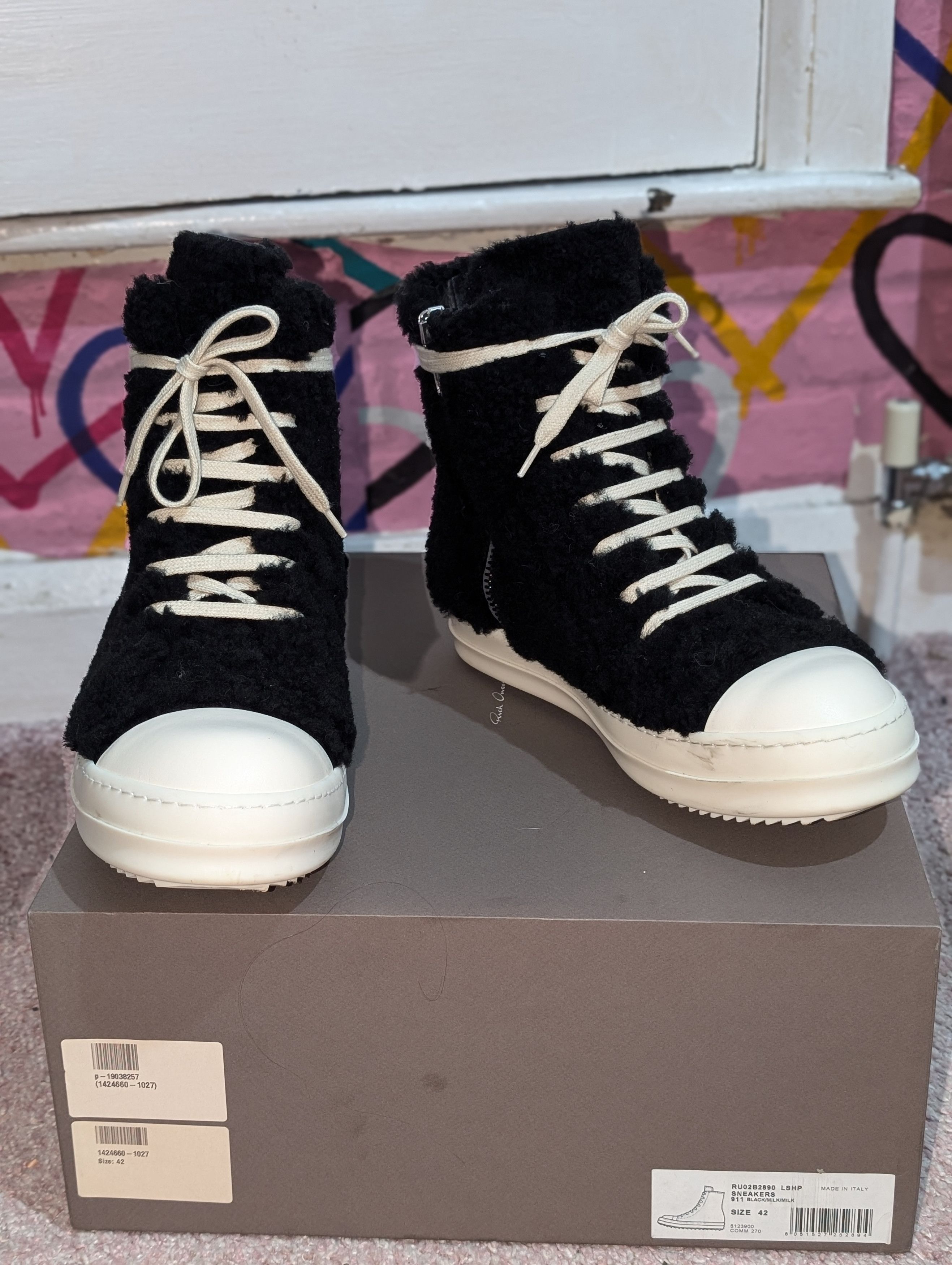 Rick Owens Rick Owens Shearling Ramones Strobe FW22 Size US 9 / EU 42 - 1 Thumbnail