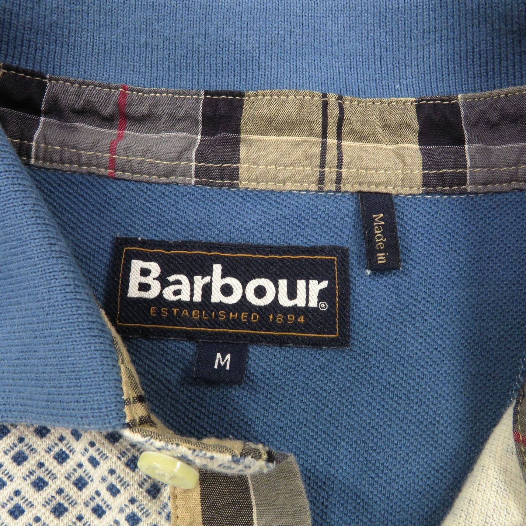Barbour Barbour Polo Shirt Mens Medium Blue White Diamond Pattern Check Placket Designer Size US M / EU 48-50 / 2 - 7 Thumbnail