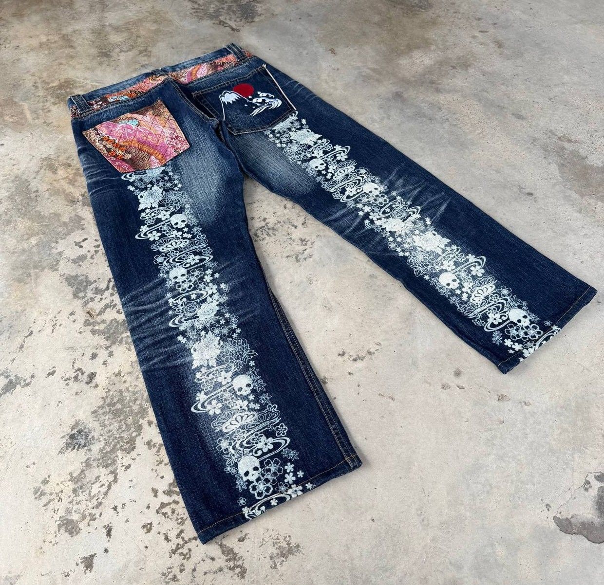 Japanese Brand Japan"Dokuro"Skull Tattoo Namitatsu Redline Denim Ankle Cut Size US 30 / EU 46 - 11 Thumbnail