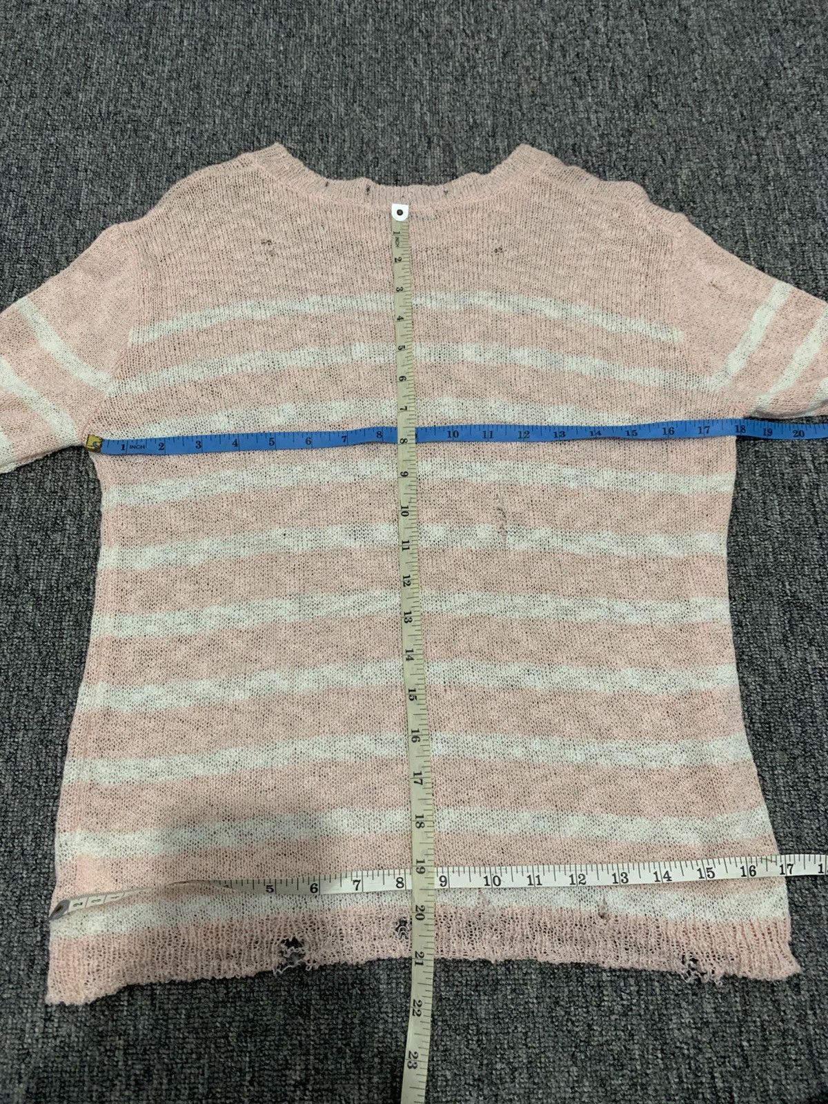 Japanese Brand Me Sense Punk Soft Pink Stripe Distressed Long Sleeve Size US S / EU 44-46 / 1 - 9 Thumbnail