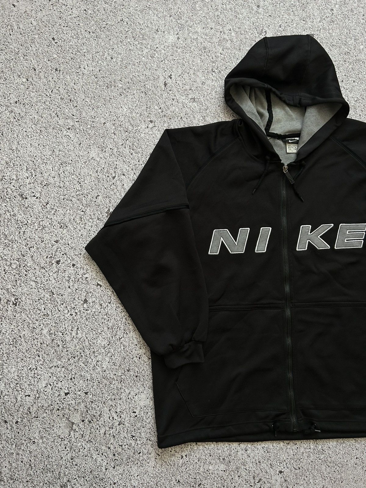 Nike × Vintage Vintage 80s/90s Nike Swoosh Big Logo Zip Hoodie Y2K Hype Size US XL / EU 56 / 4 - 2 Thumbnail