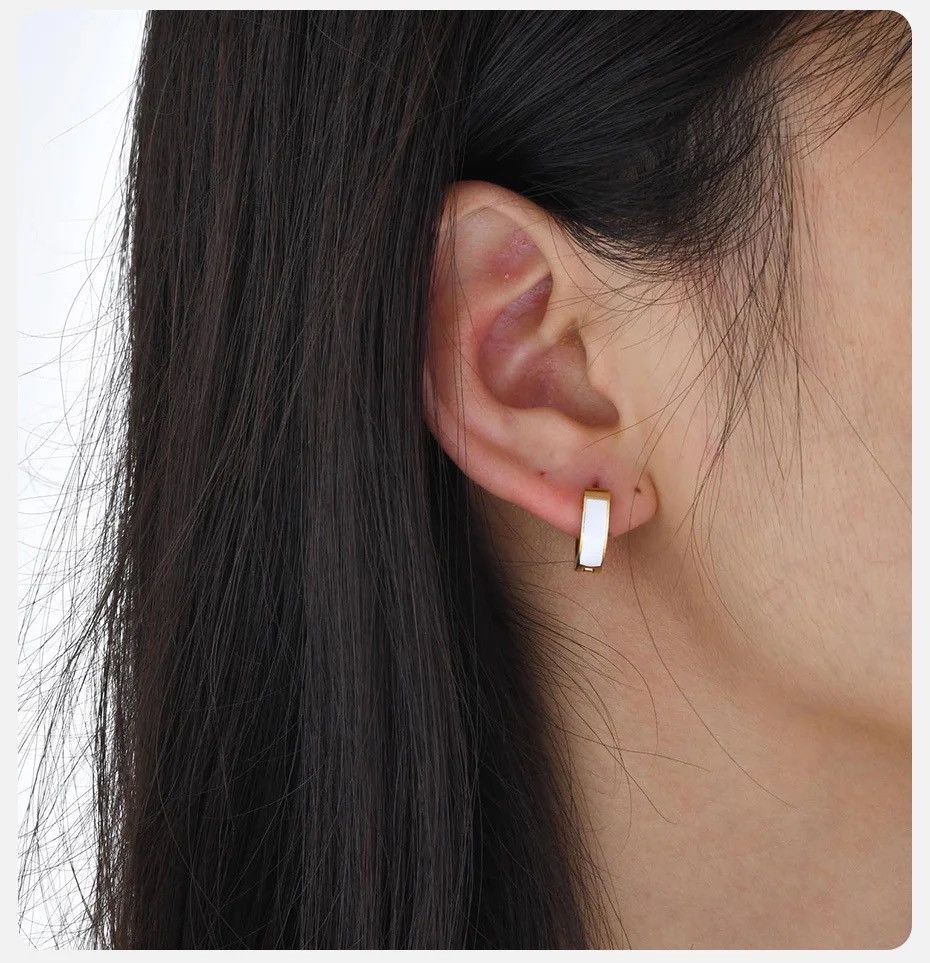 Other Small Enamel Stainless Steel Hoops Earrings Size ONE SIZE - 3 Thumbnail